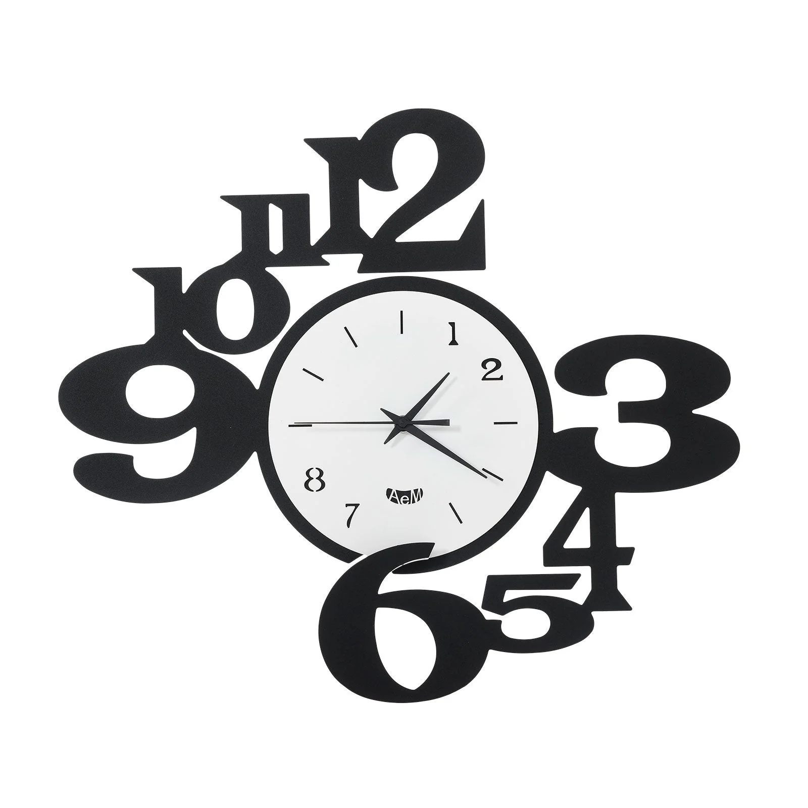 ARTI & MESTIERI Orologio da Parete di Design a Chiasmo King Nero E Bianco