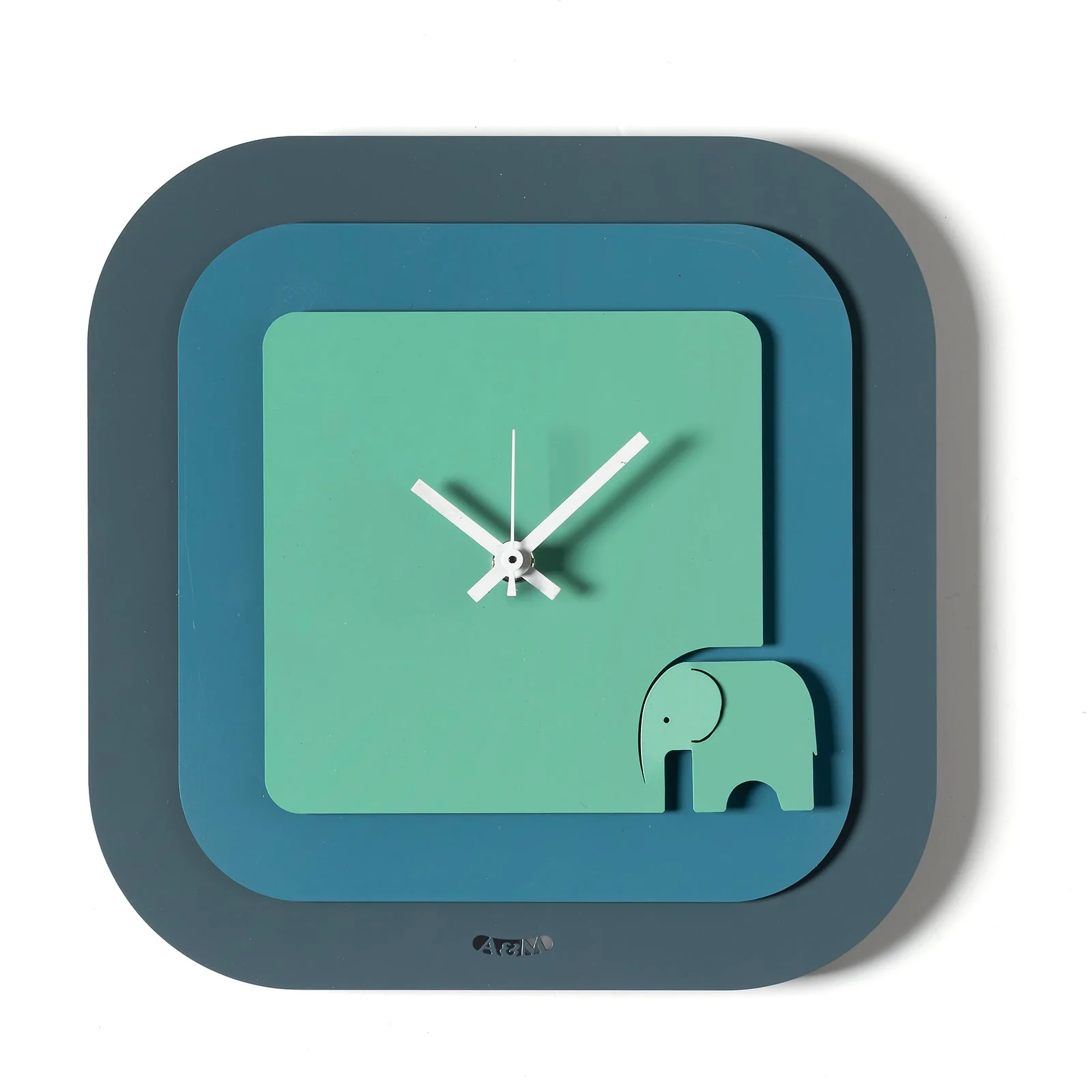 ARTI & MESTIERI Orologio da Parete Moderno Tino Petrolio Blu Oltremare Verde Acqua 24x24cm