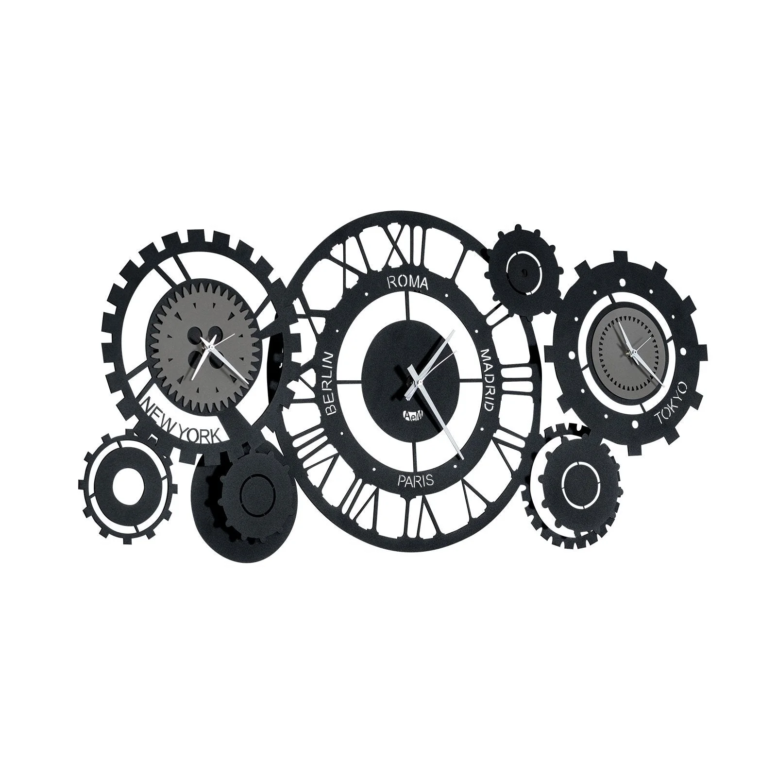 ARTI & MESTIERI Orologio da Parete Particolare Fuso Meccano Nero E Fango