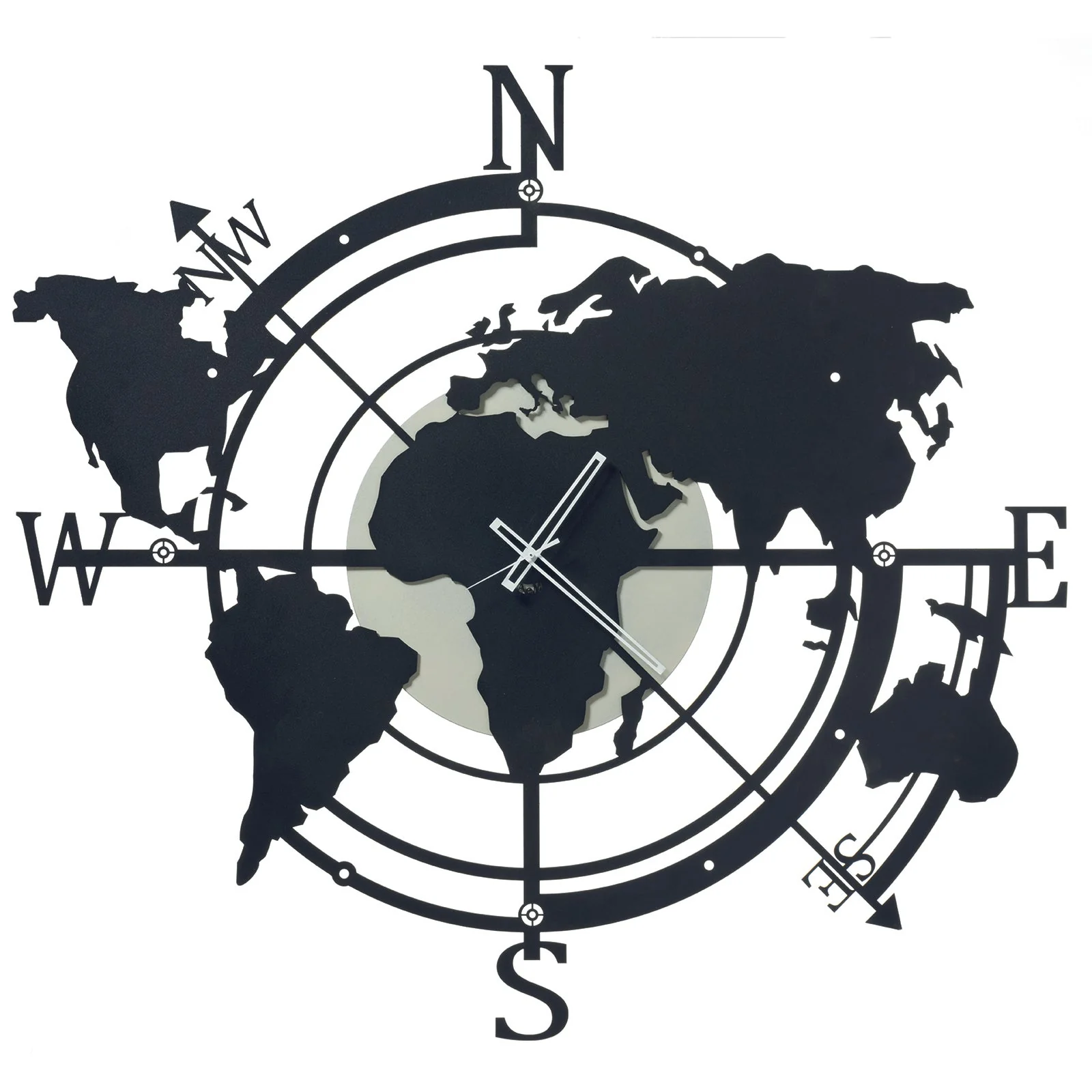 ARTI & MESTIERI Orologio di Design da Parete Planisfero Grande Avorio E Nero