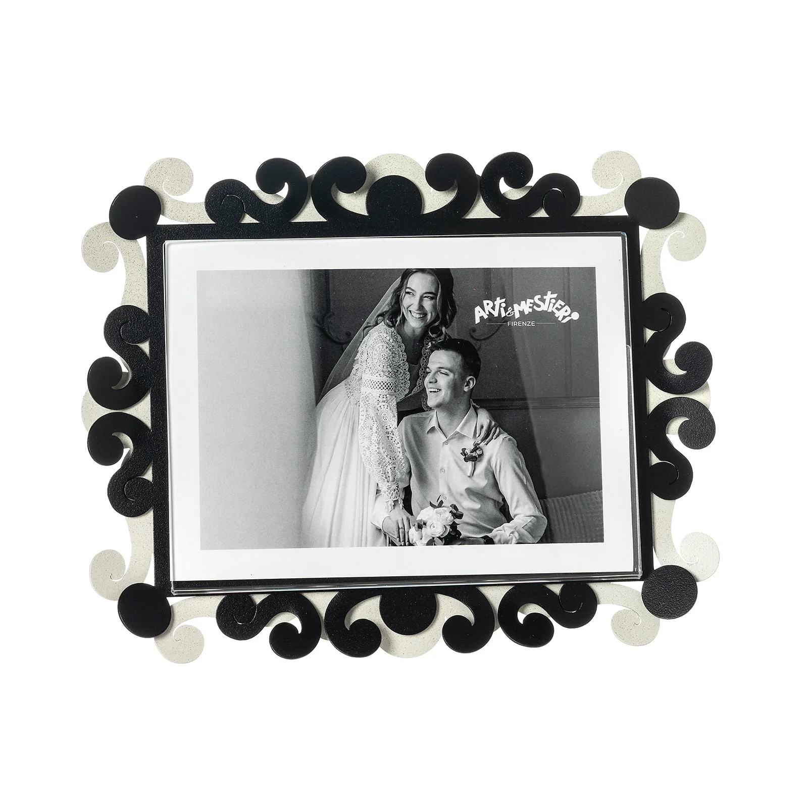 ARTI & MESTIERI Portafoto Koko Grande Orizzontale Formato 13x18cm Avorio | Nero