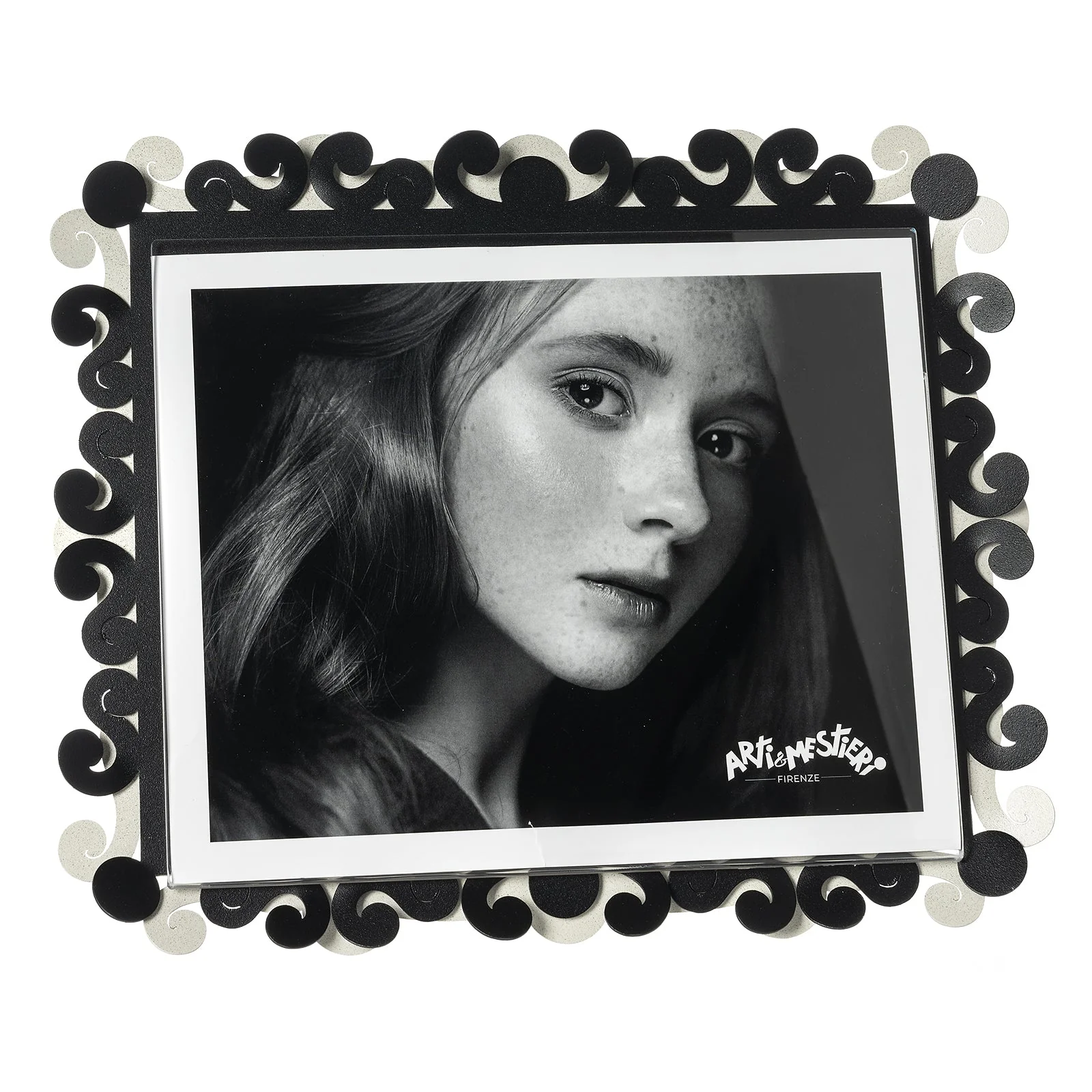 ARTI & MESTIERI Portafoto Koko Maxi Orizzontale Formato 20x25cm Avorio | Nero