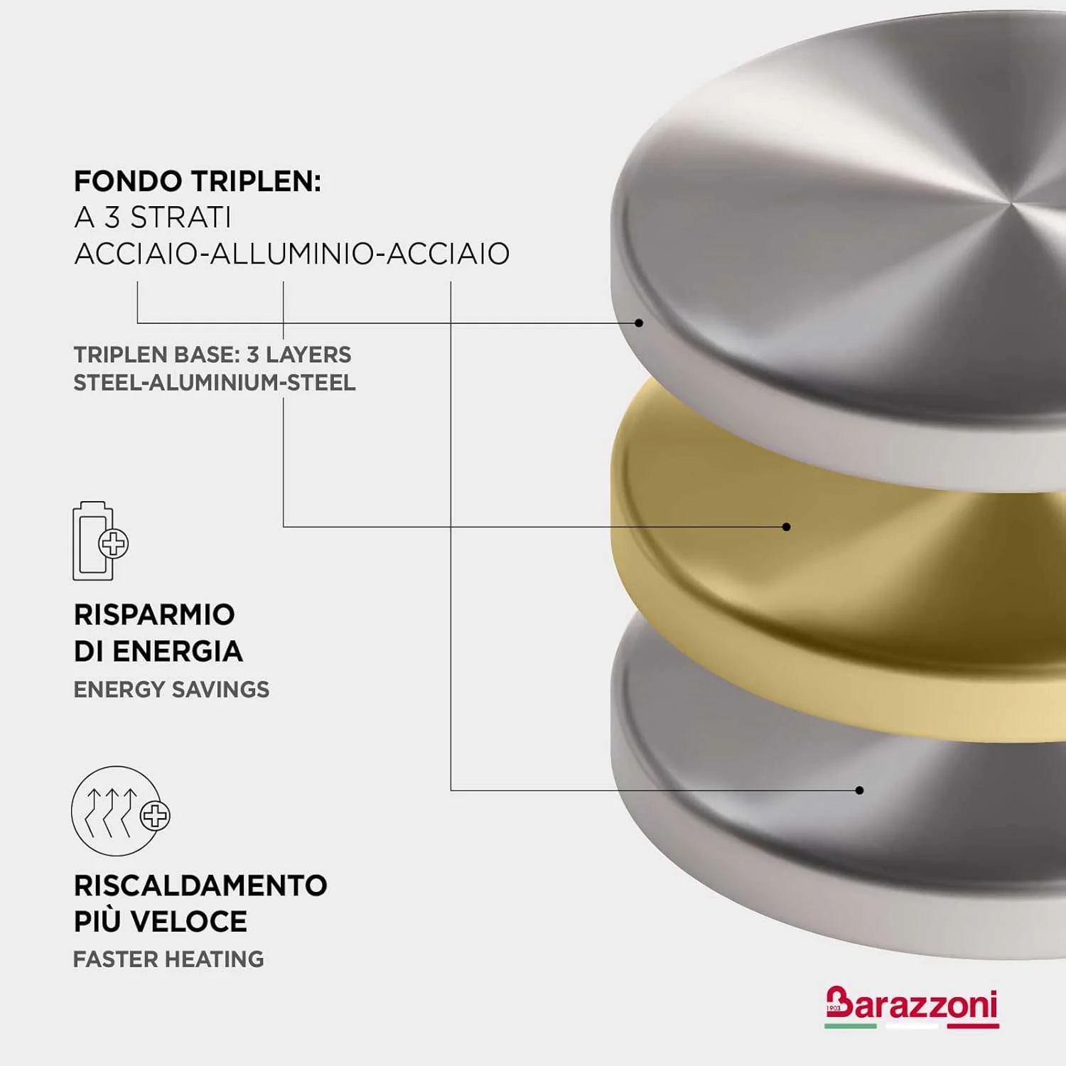 BARAZZONI Facile Dual System Pentola a Pressione 6 L Acciaio Inox 22cm - Image 3
