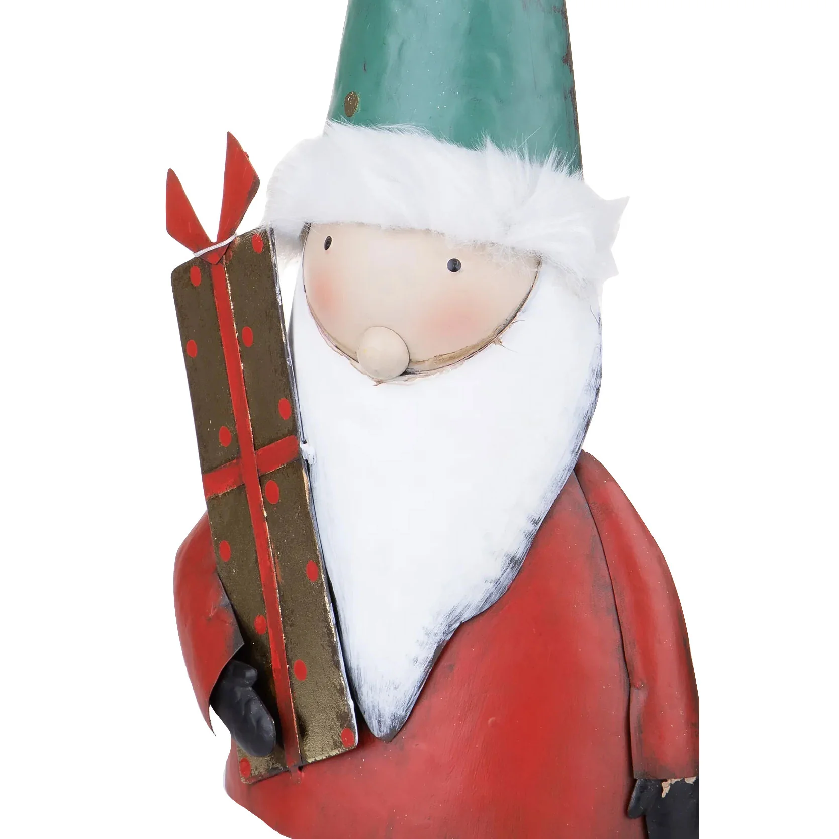 BIANCHI DINO Babbo Natale con Pacco 63cm Rosso Verde Metallo Decorazione Natalizia - Image 2