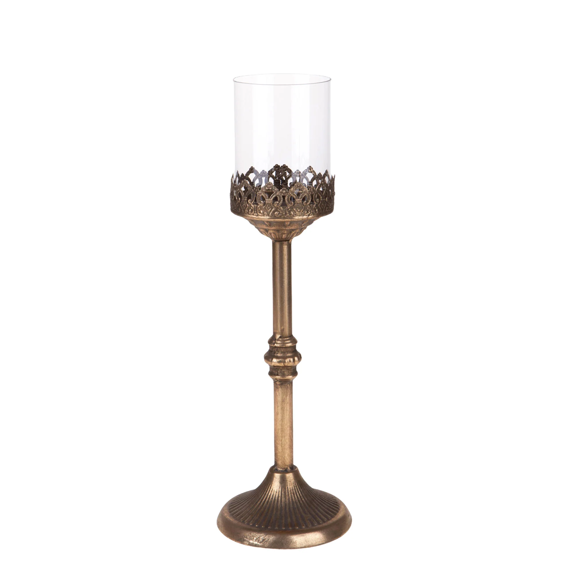 BIANCHI DINO Candeliere Candelabro Singolo Liberty 42cm Champagne Metallo