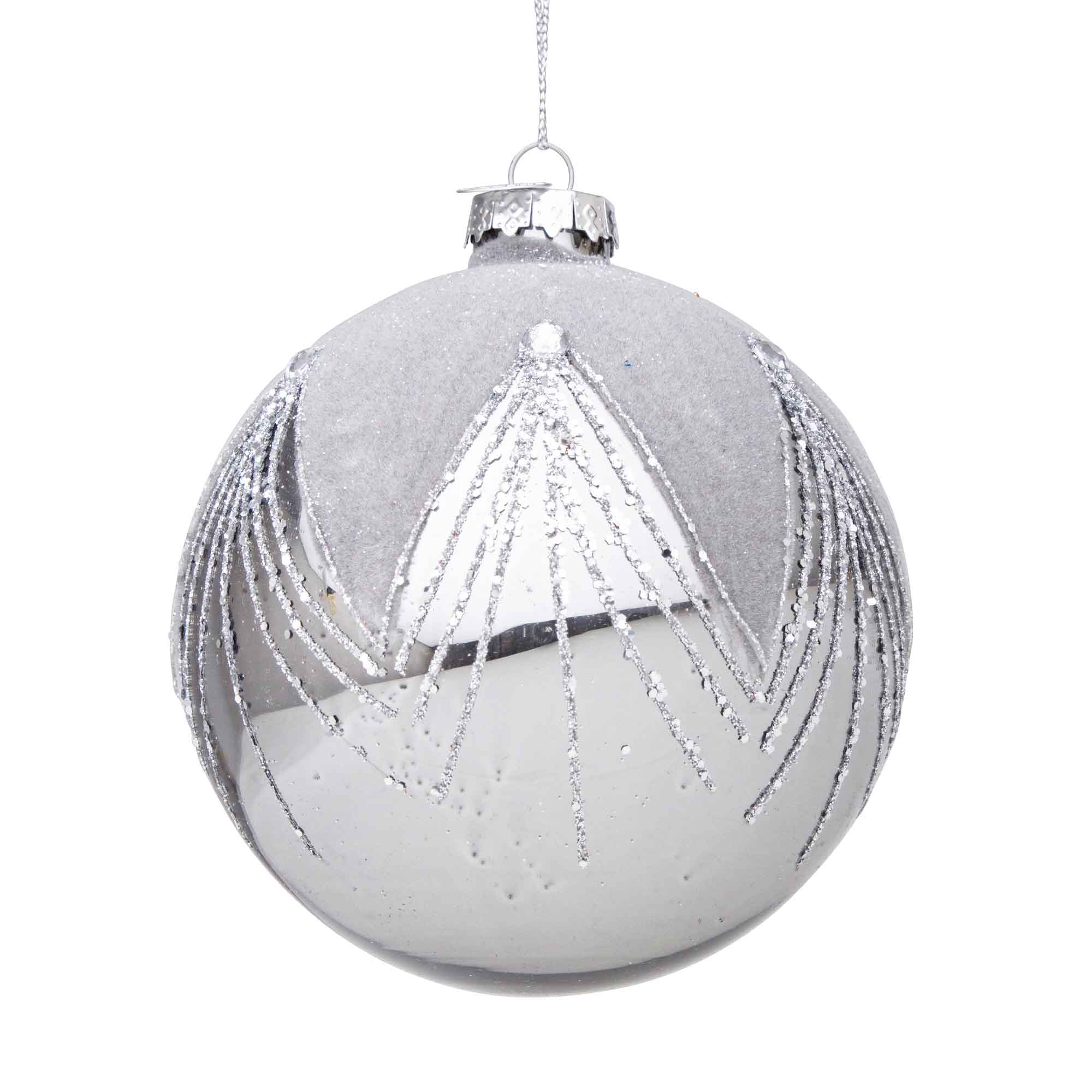 BIZZOTTO Addobbo Sfera Pallina Palla Albero Natale Garnish Vetro 10cm Argento - Image 2