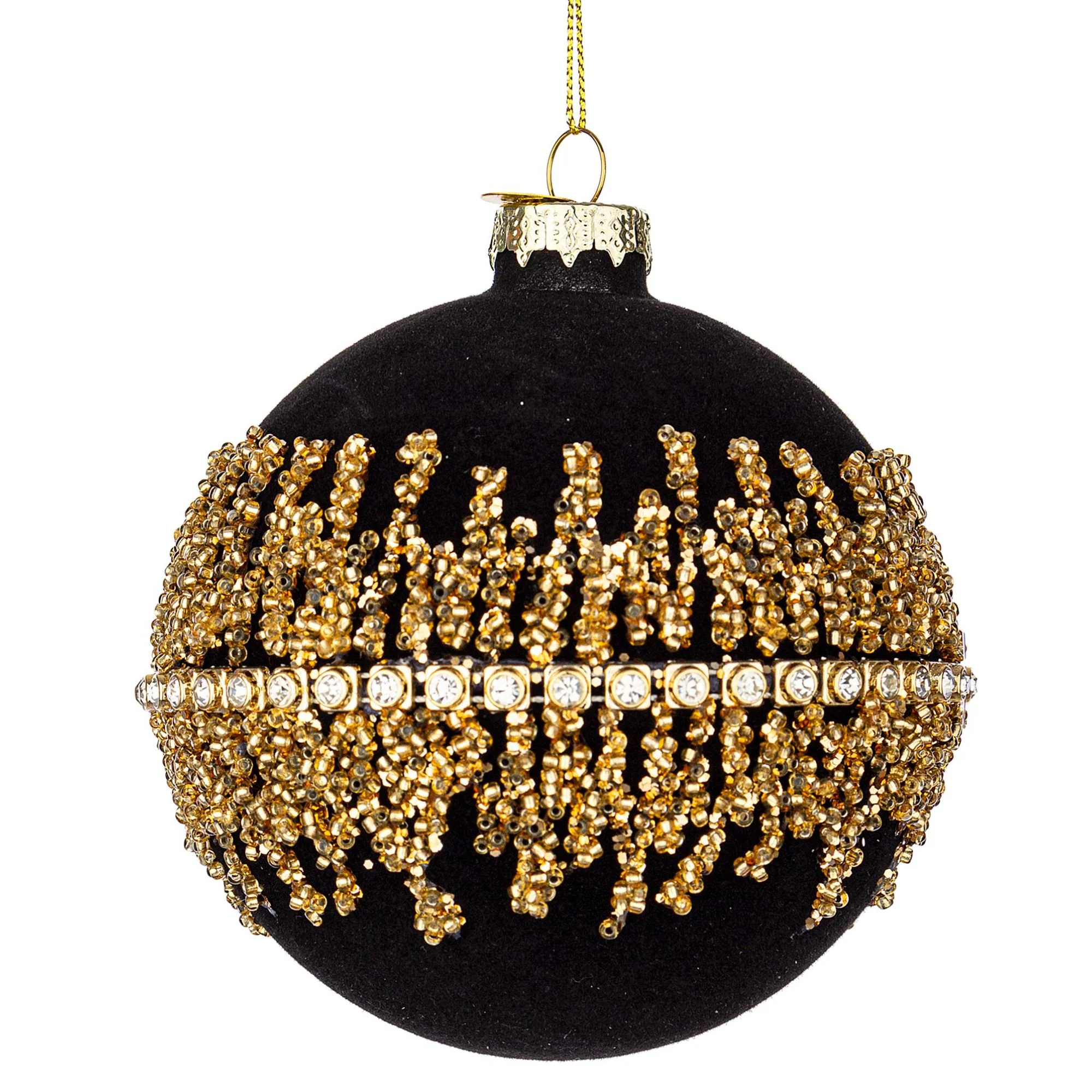 BIZZOTTO - Sfera Pallina Albero di Natale Luxury Pendaglio 10 cm Vetro Oro Nero - Image 2