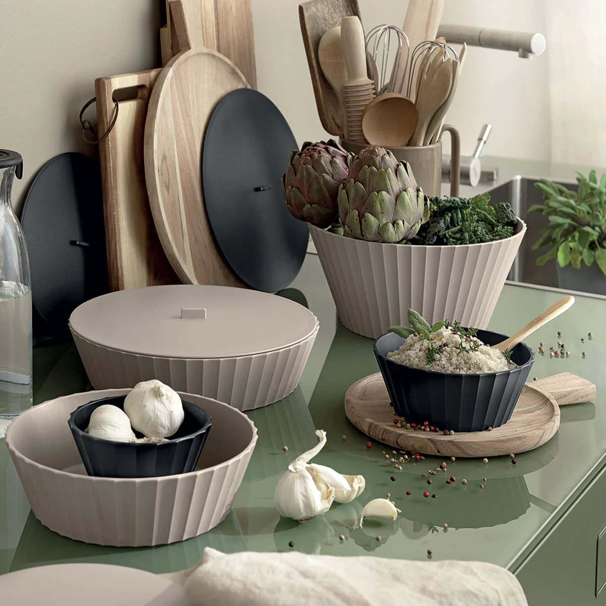BLIM PLUS Ciotola Coppa Insalatiera Hera M 20cm Moka Grey Grigio Made in Italy 100% Riciclabile - Image 5