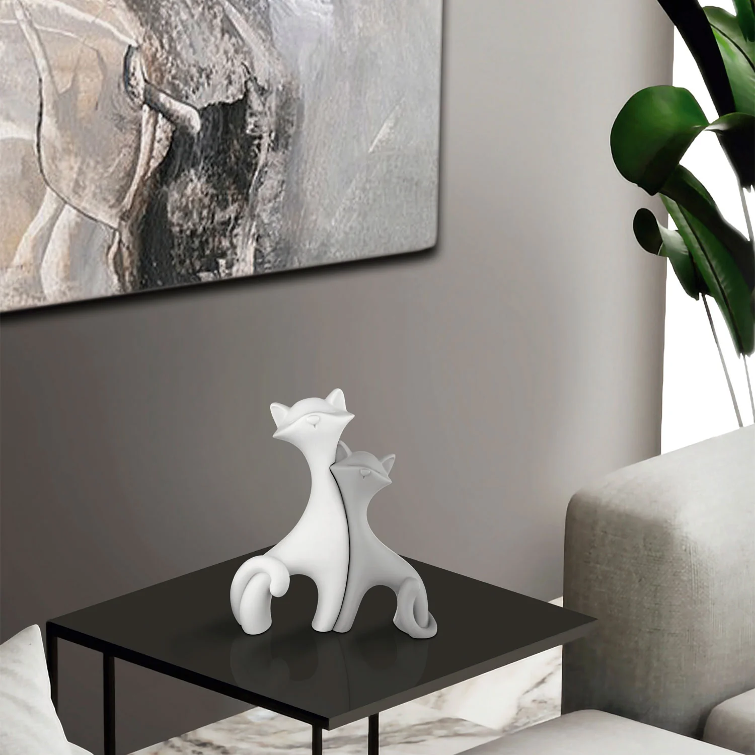 BONGELLI PREZIOSI Coppia Gattini 29x24cm Grigio Marmorino