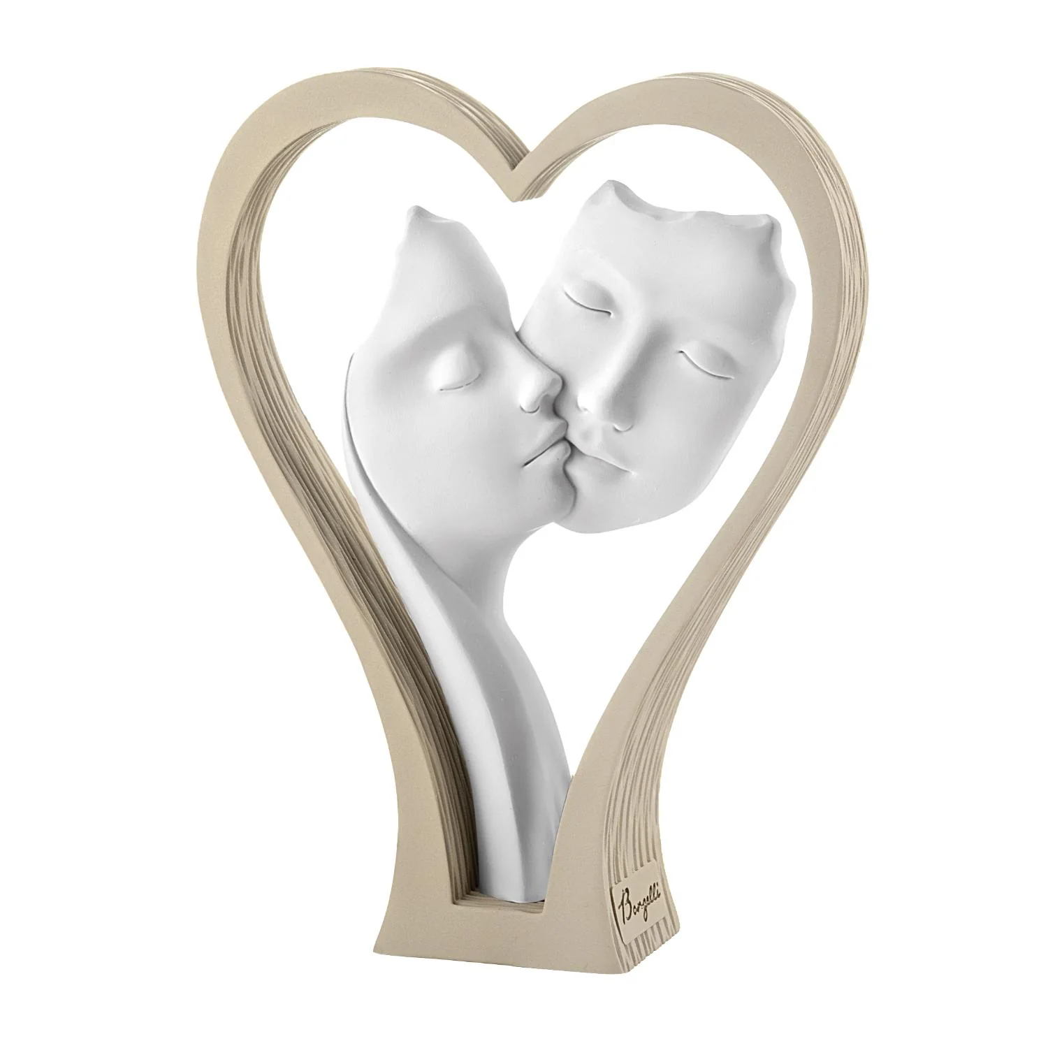 BONGELLI PREZIOSI Figura Coppia Cuore Alta Visi 18cm Nocciola