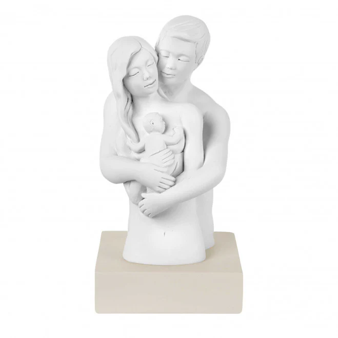 BONGELLI PREZIOSI Scultura Statua Busto Famiglia 15cm Nocciola Marmorino