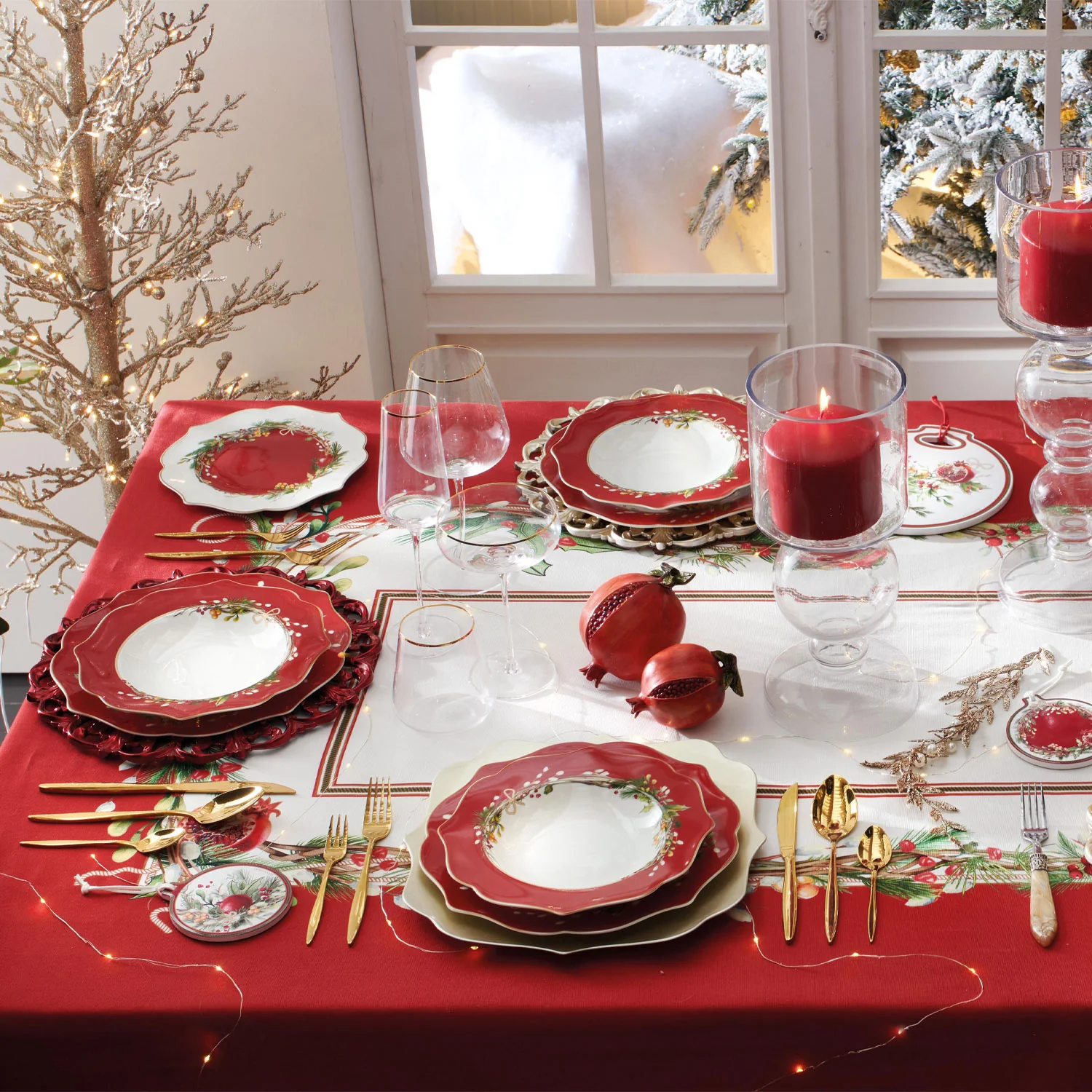 BRANDANI Carol Servizio Tavola Natalizio Piatti Set 18 Pezzi Porcellana Tavola di Natale - Image 2