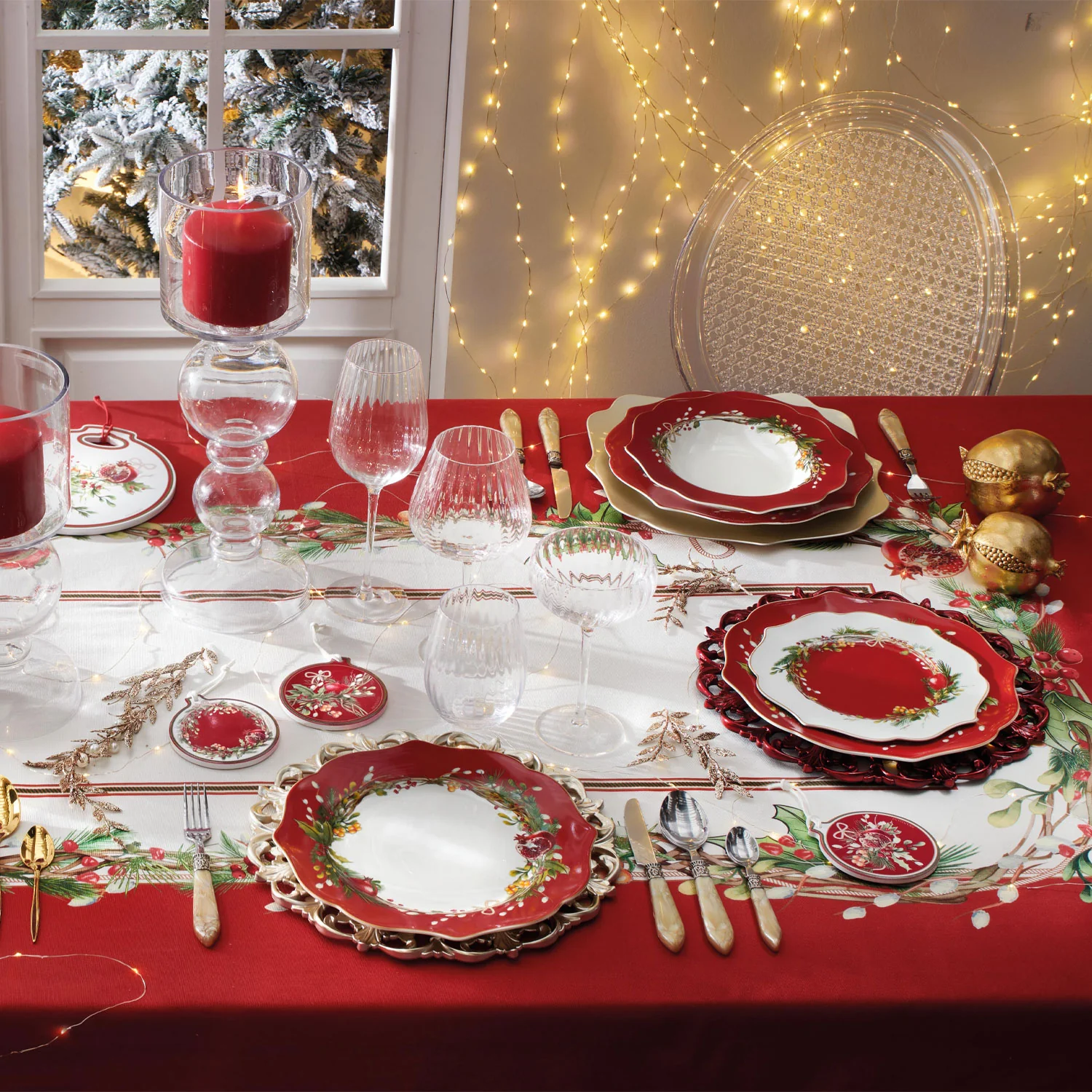 BRANDANI Carol Servizio Tavola Natalizio Piatti Set 18 Pezzi Porcellana Tavola di Natale - Image 3