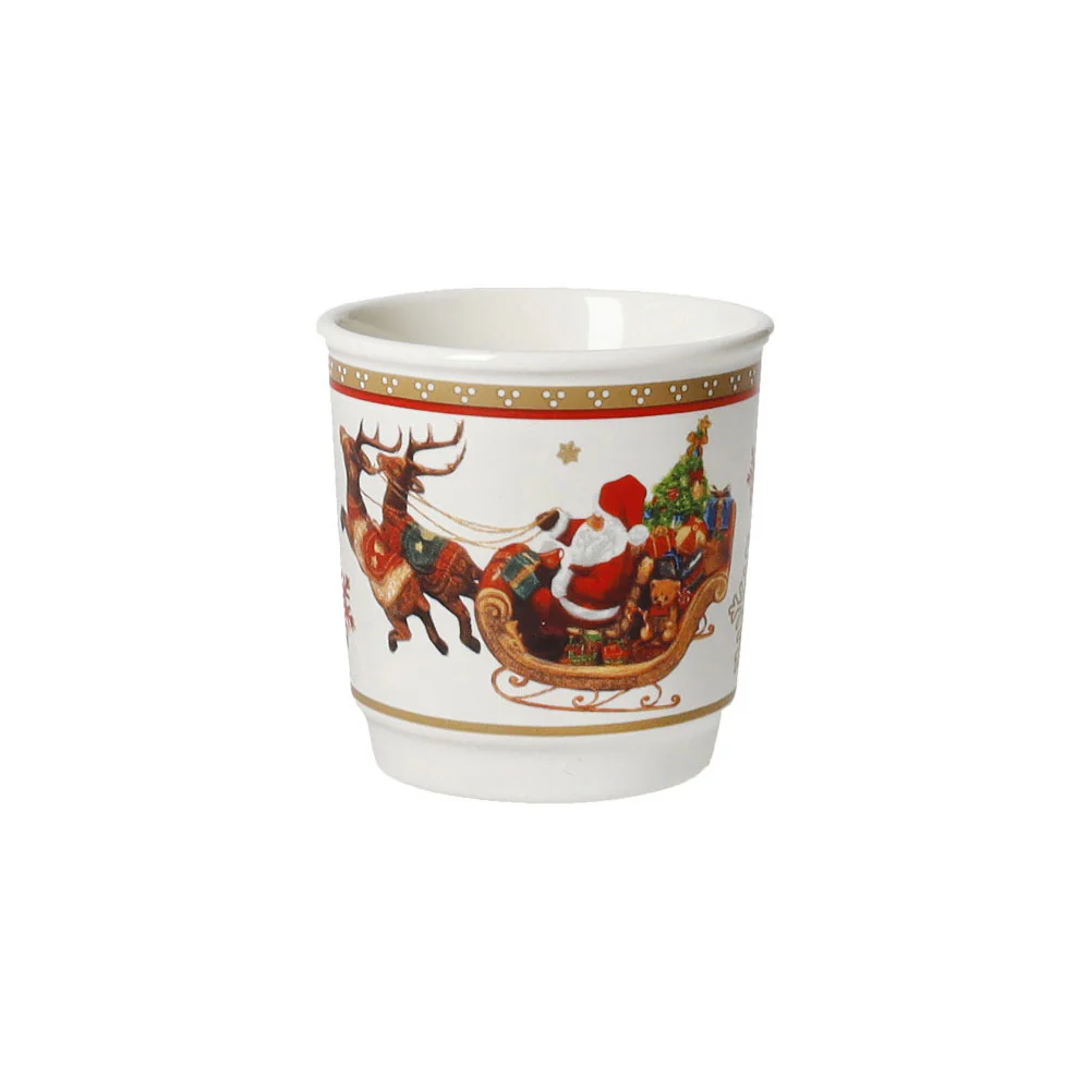 BRANDANI Christmas Bicchierino Caffè Shot Set 4 Pezzi 6x6cm Porcellana Tavola di Natale - Image 4