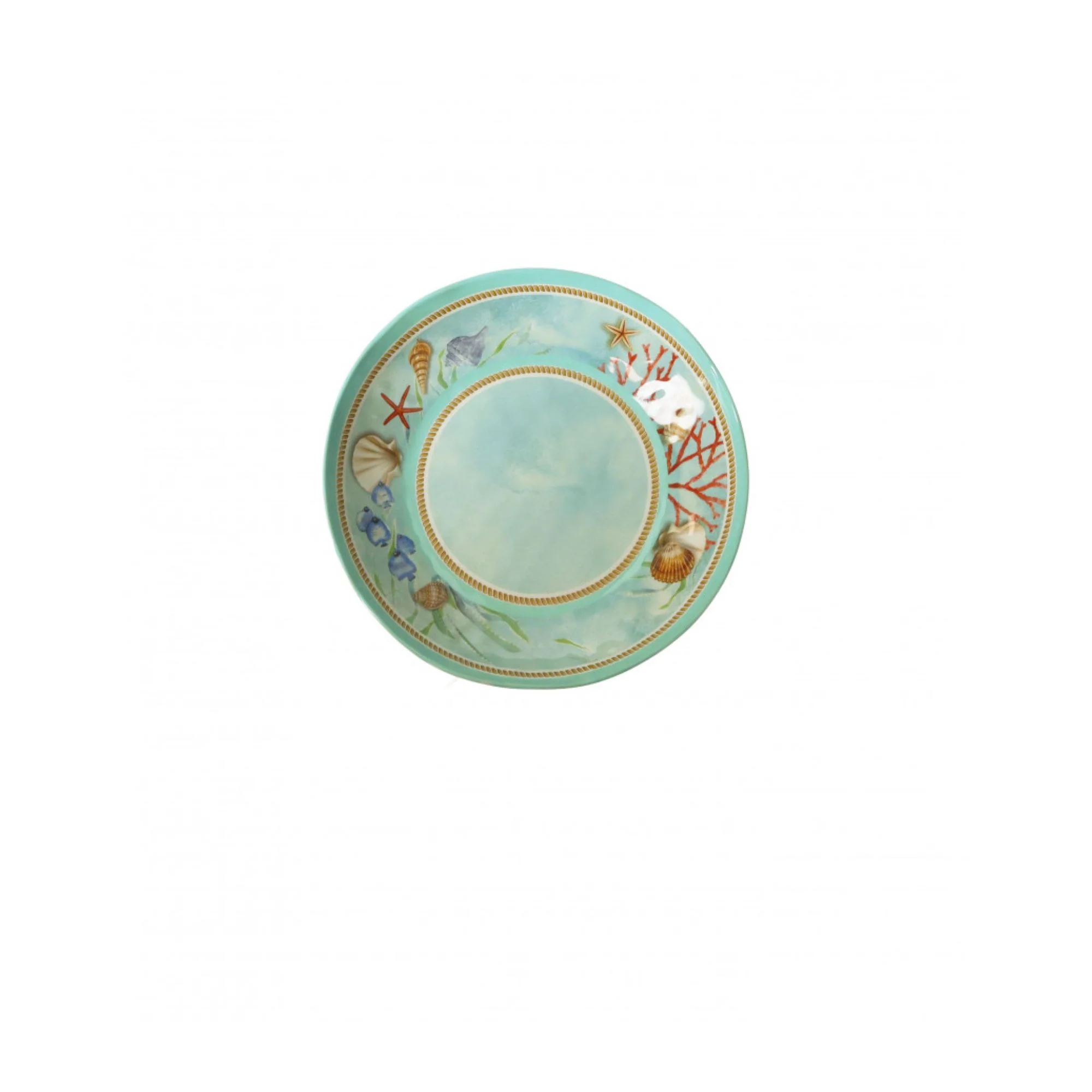BRANDANI Piatto Fondo Marino Reef Celeste Tavola 21cm Melamina