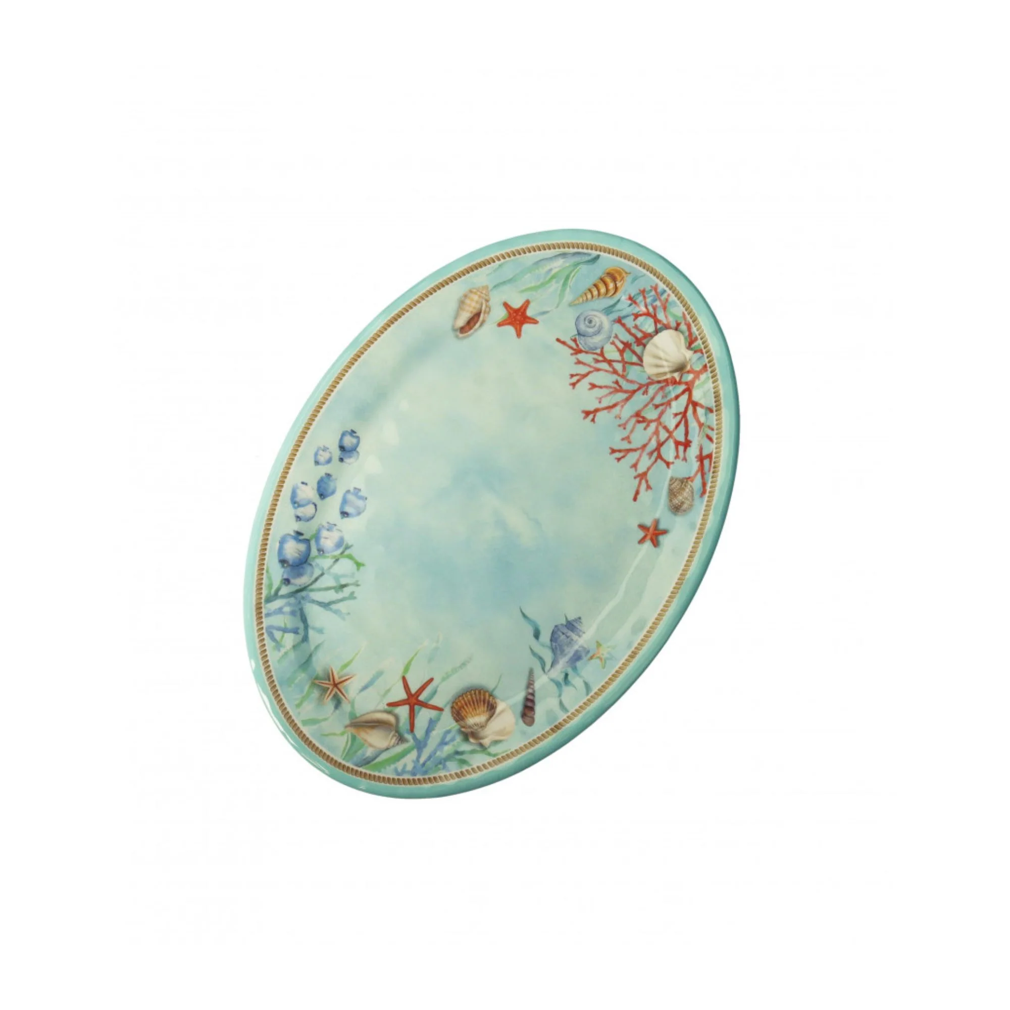 BRANDANI Vassoio Ovale Marino Reef Celeste Tavola 35x25cm Melamina