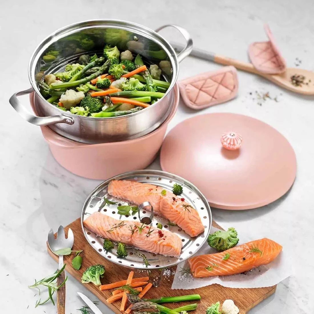 COOKUT Cestello per Cottura a Vapore per Cocotte Couscoussiera 28cm Acciaio Inox - Image 3