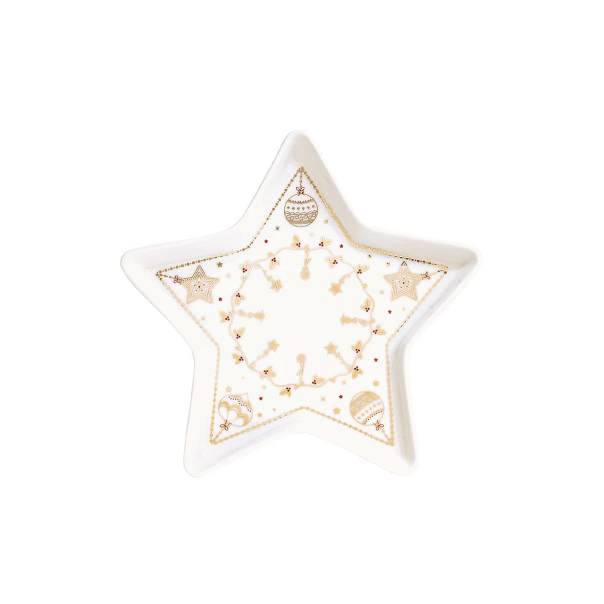 EASY LIFE Christmas Lights Piatto a Stella 19,5cm Porcellana Tavola di Natale