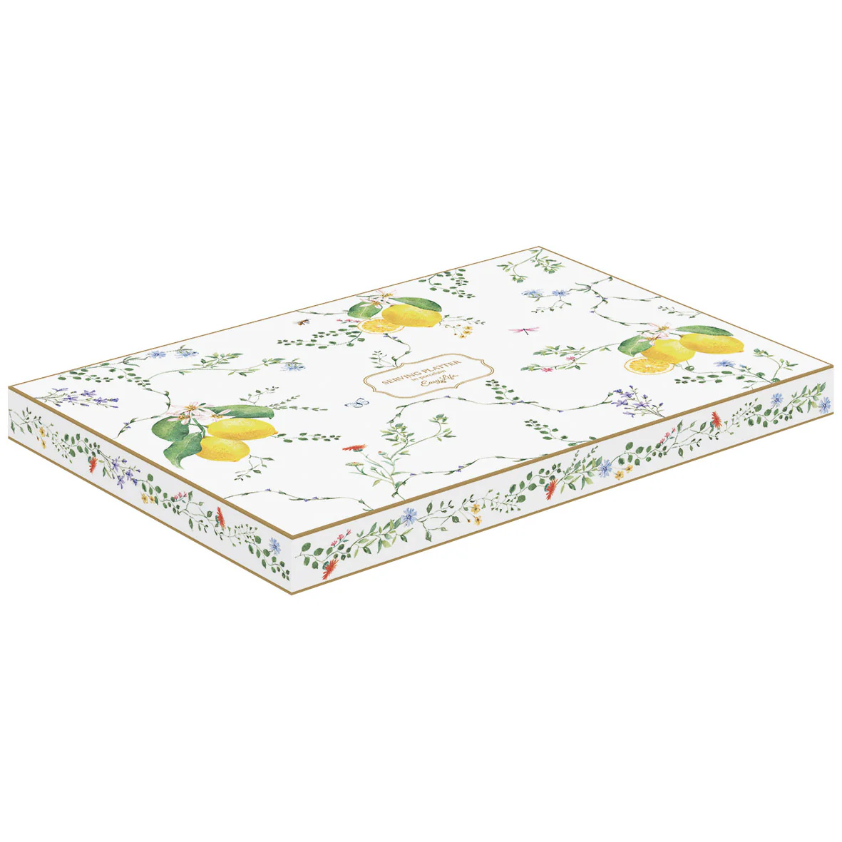 EASY LIFE Fleurs et Citrons Vassoio Rettangolare Limoni 36x24cm Porcellana - Image 2