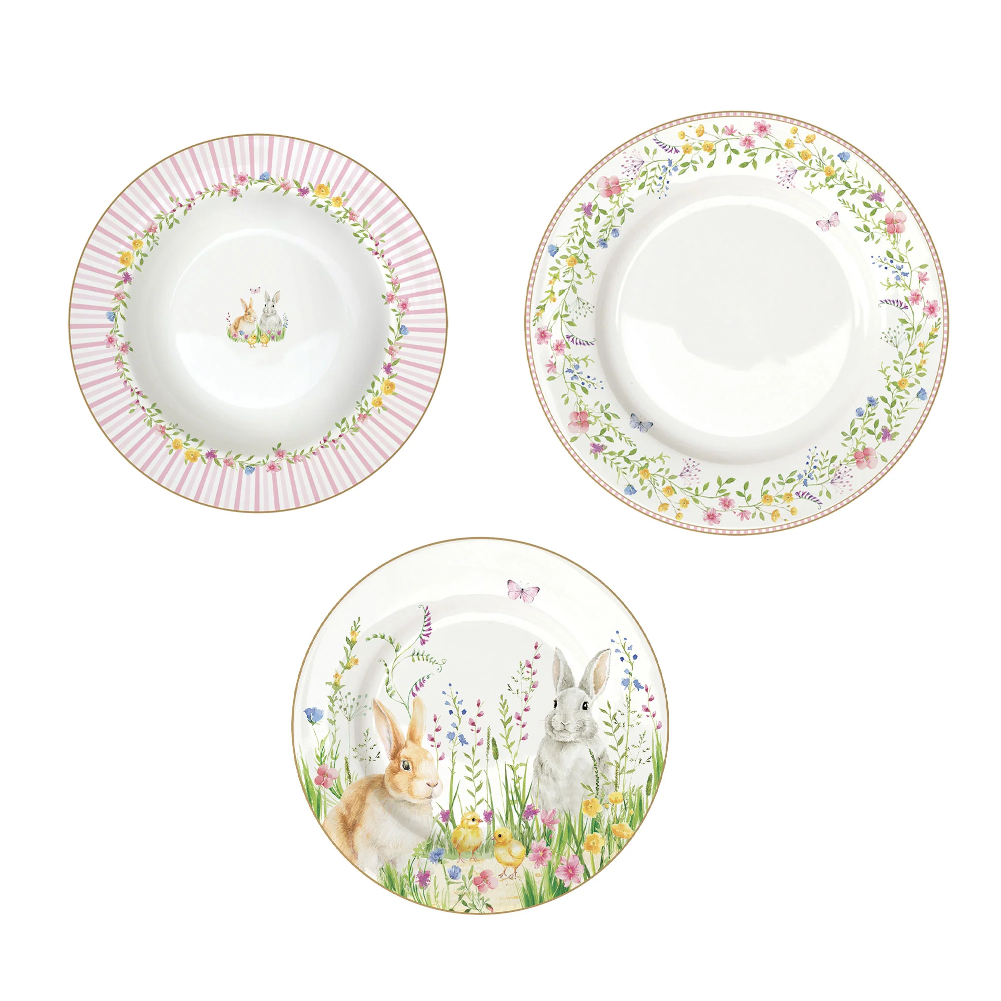 EASY LIFE Happy Easter Servizio Tavola Piatti Set 18 Pezzi Porcellana Tavola di Pasqua