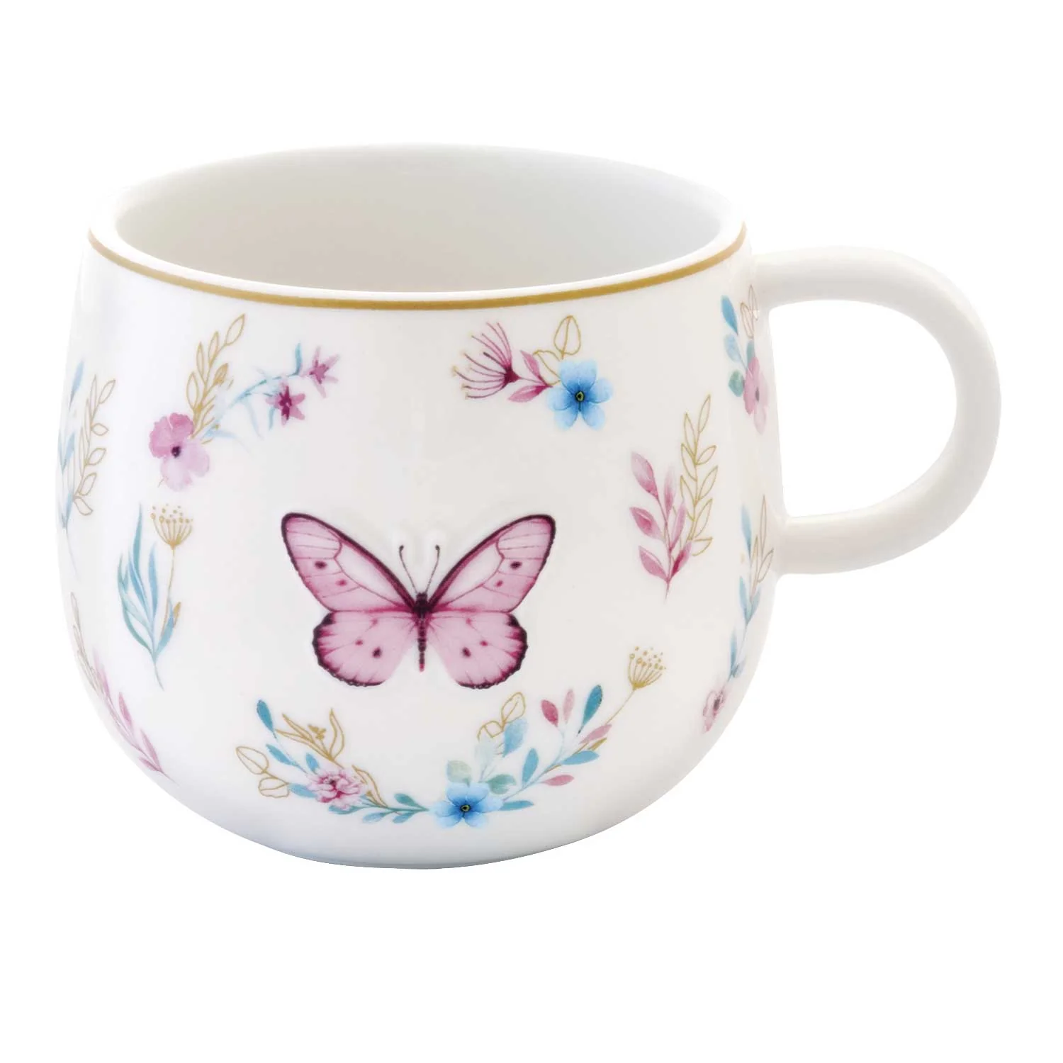EASY LIFE Tazza in Porcellana 400ml in Color Box Fancy Garden Farfalla