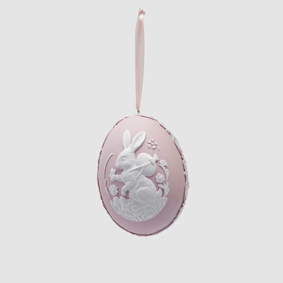 EDG Enzo De Gasperi Addobbo Uovo di Pasqua Rosa Coniglio 10,5cm Poliresina