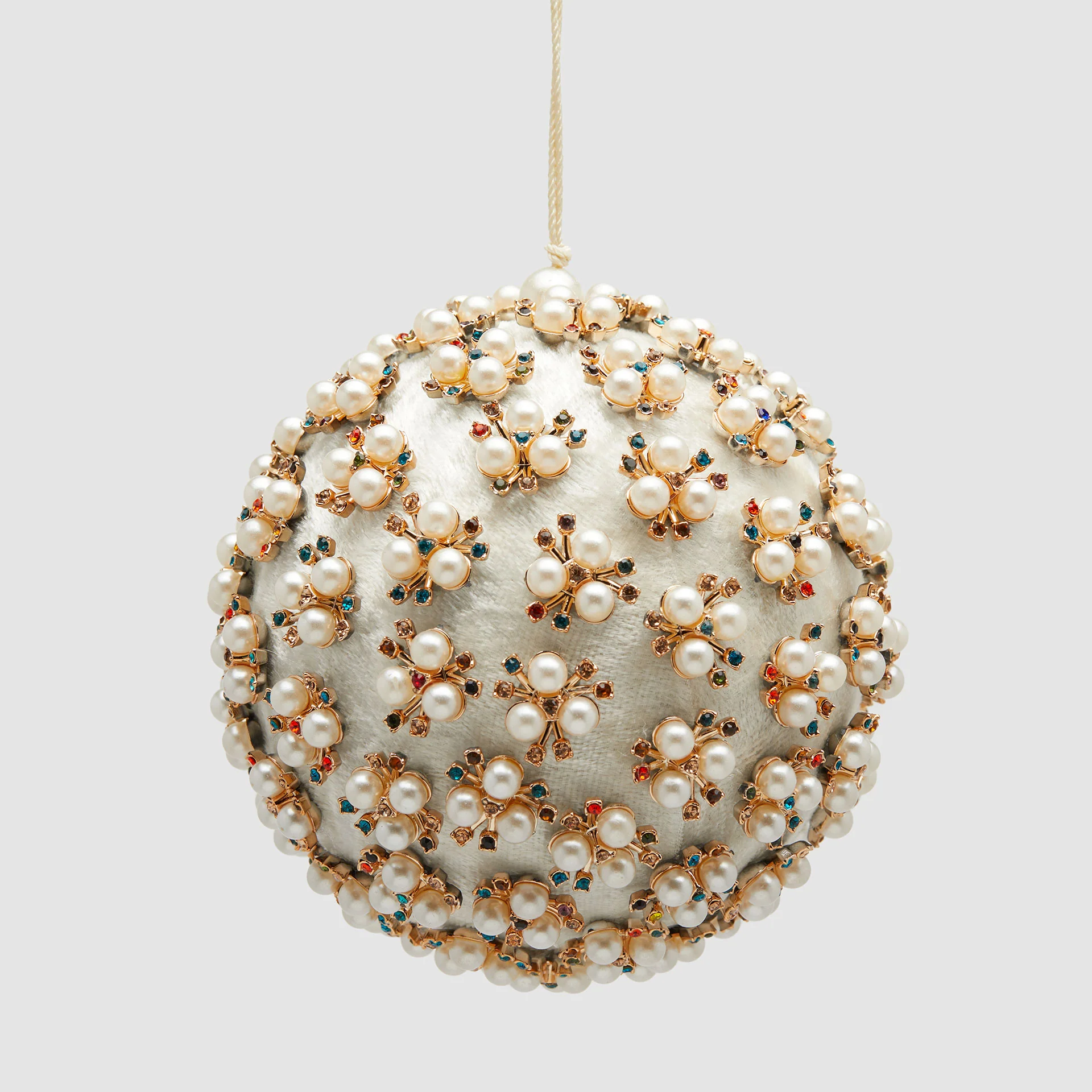 EDG Enzo De Gasperi Addobbo Pallina Sfera di Natale Elizabeth 12cm Velluto Bianco