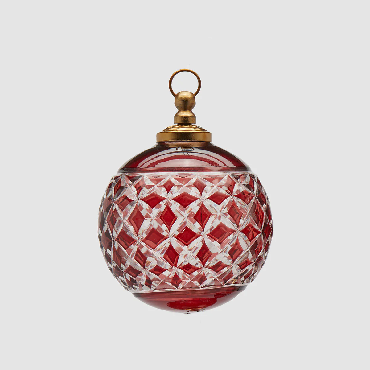 EDG Enzo De Gasperi Addobbo Pallina Sfera di Natale Intagli 10cm Rosso Vetro