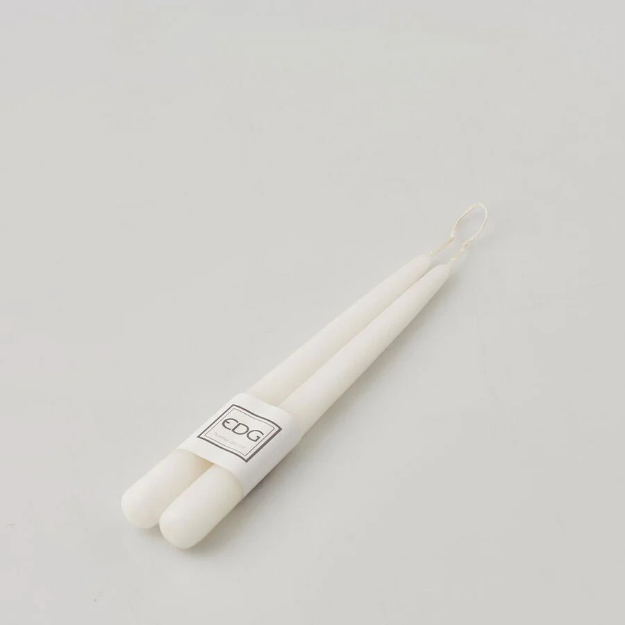 EDG Enzo De Gasperi Candela Stelo Liscio Set 2 Pezzi 25cm Bianco