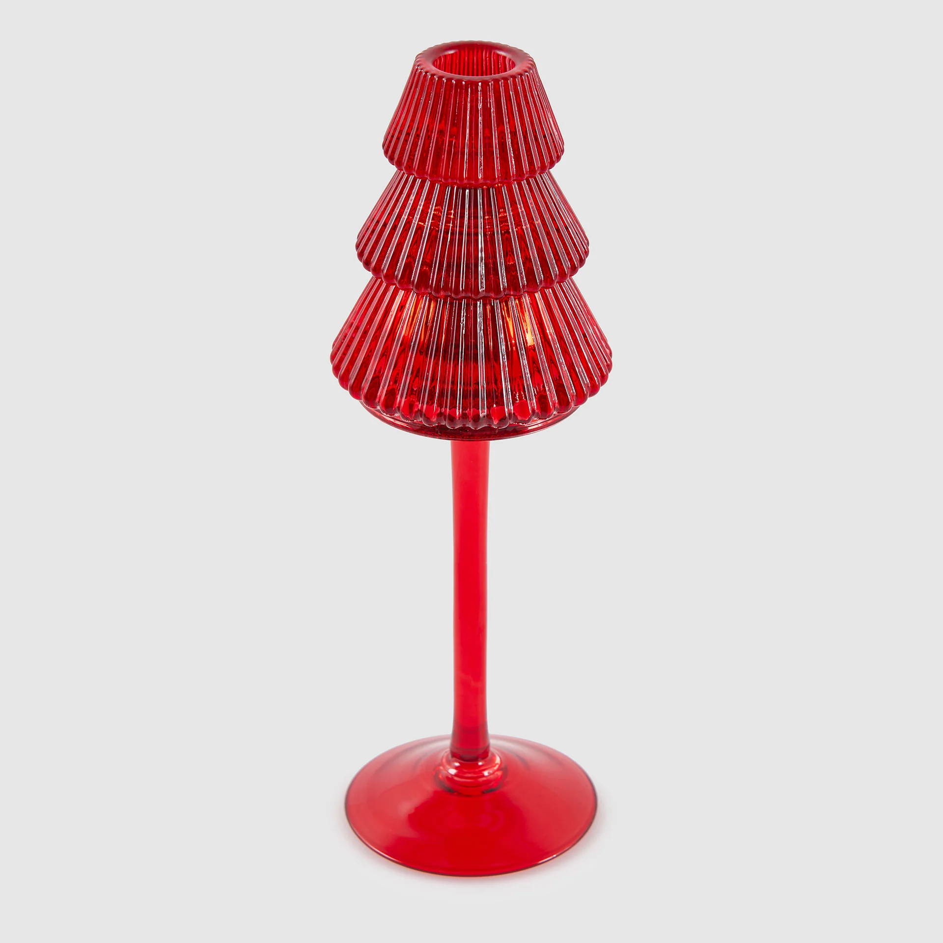 EDG Enzo De Gasperi Portacandela Pino Calice 25x8cm Rosso Vetro