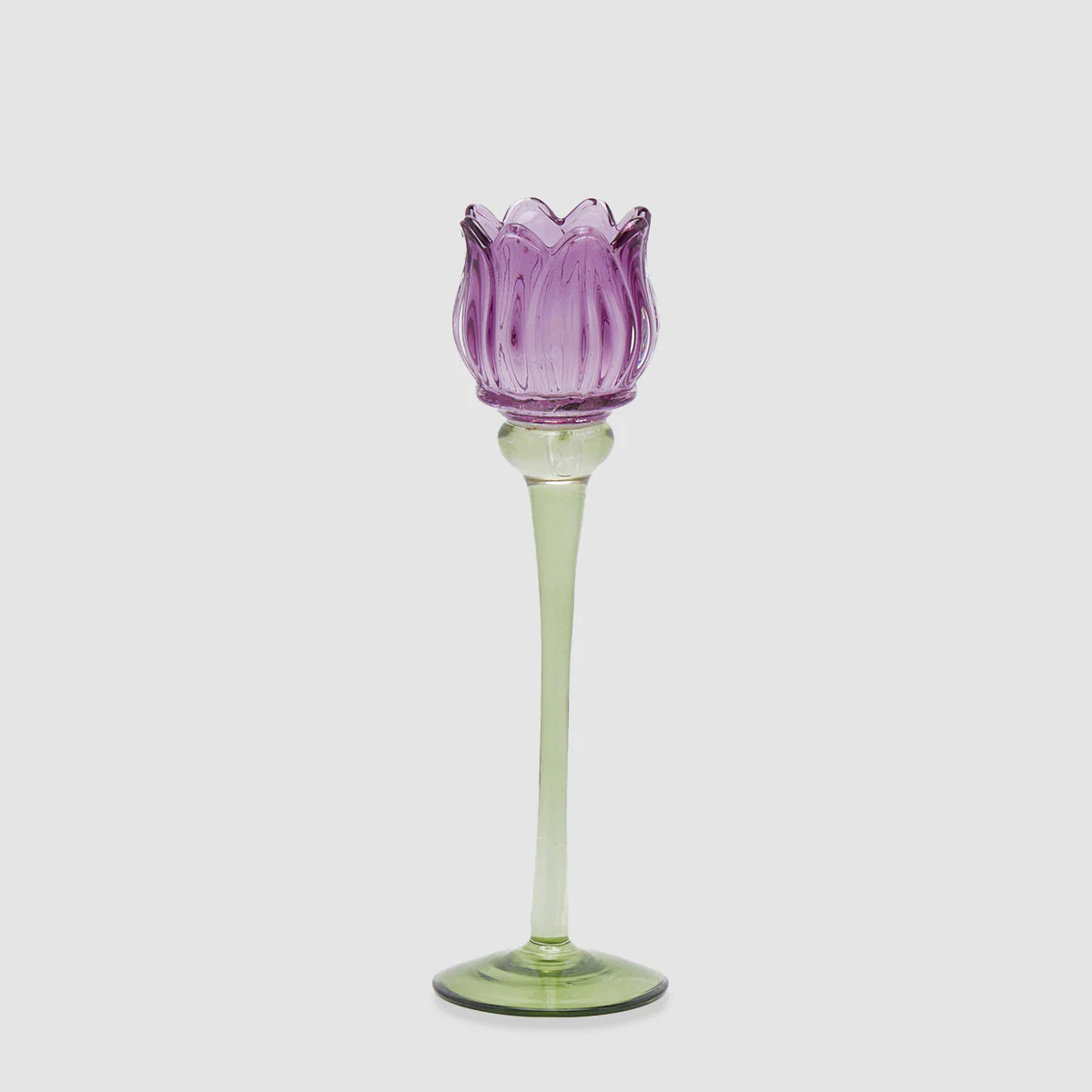 EDG Enzo De Gasperi Portacandela Tulipano 28x8cm Viola in Vetro