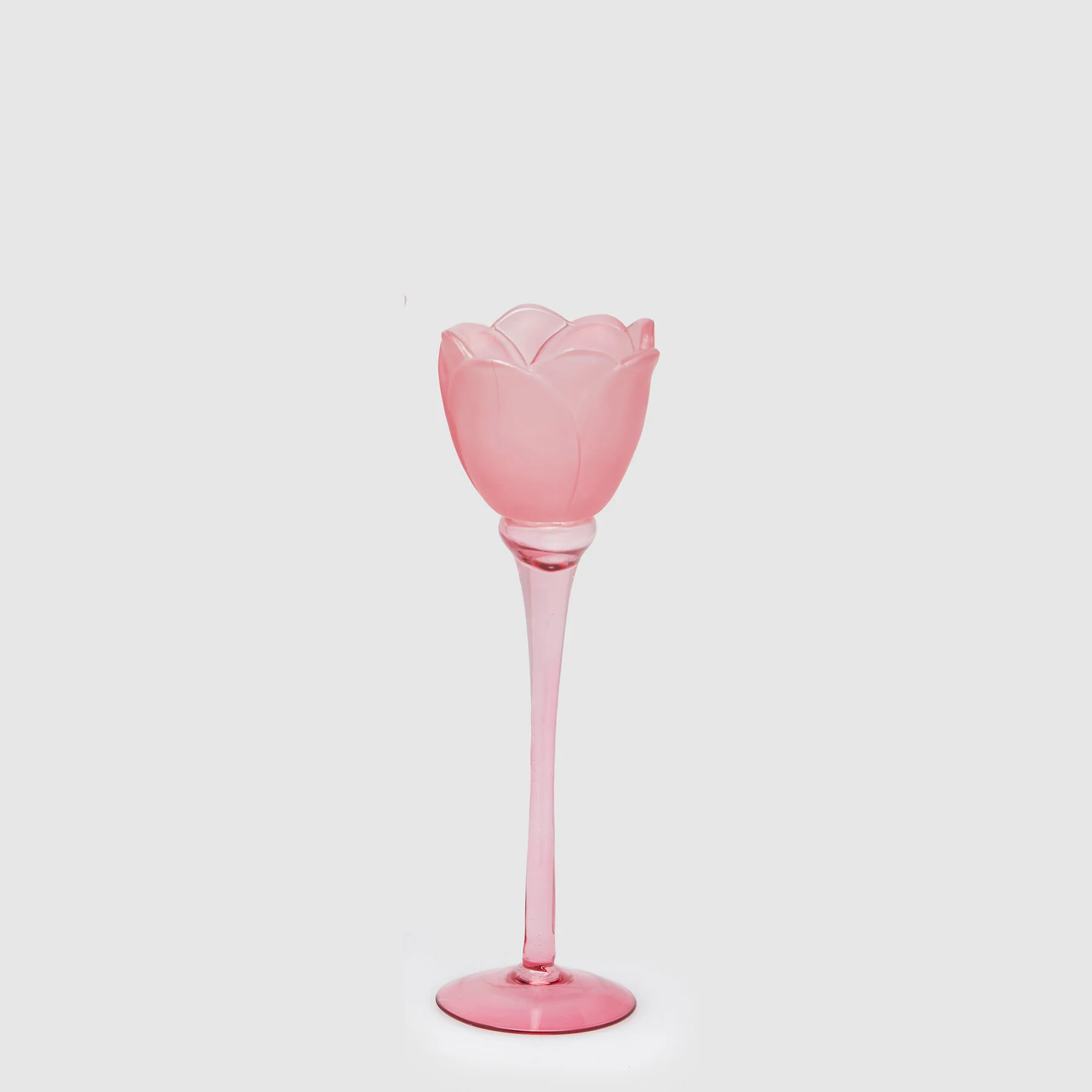 EDG Enzo De Gasperi Portacandela Tulipano Satinato 28x8,5cm Rosa Vetro