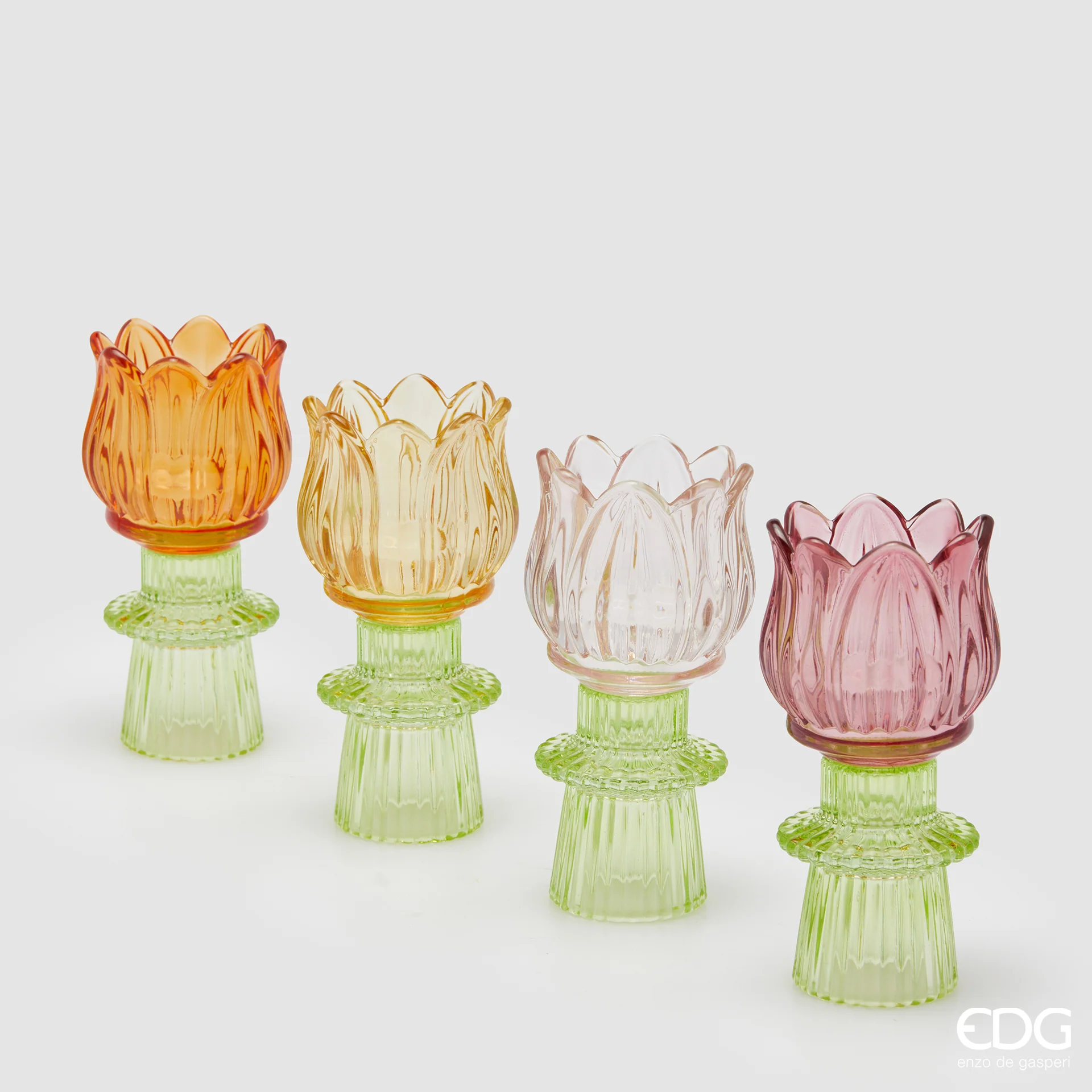 EDG Enzo De Gasperi Portacandela Tulipano Spring 14x7cm Magenta Vetro - Image 2