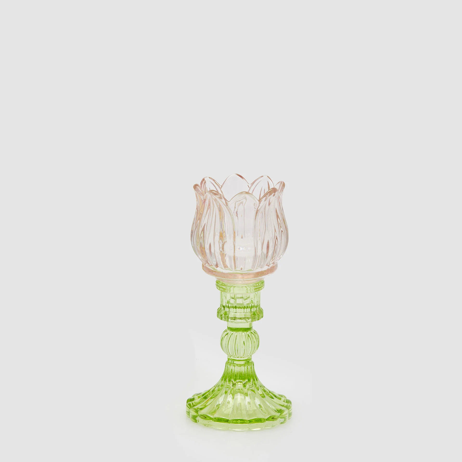 EDG Enzo De Gasperi Portacandela Tulipano Spring 17,5cm Rosa Vetro