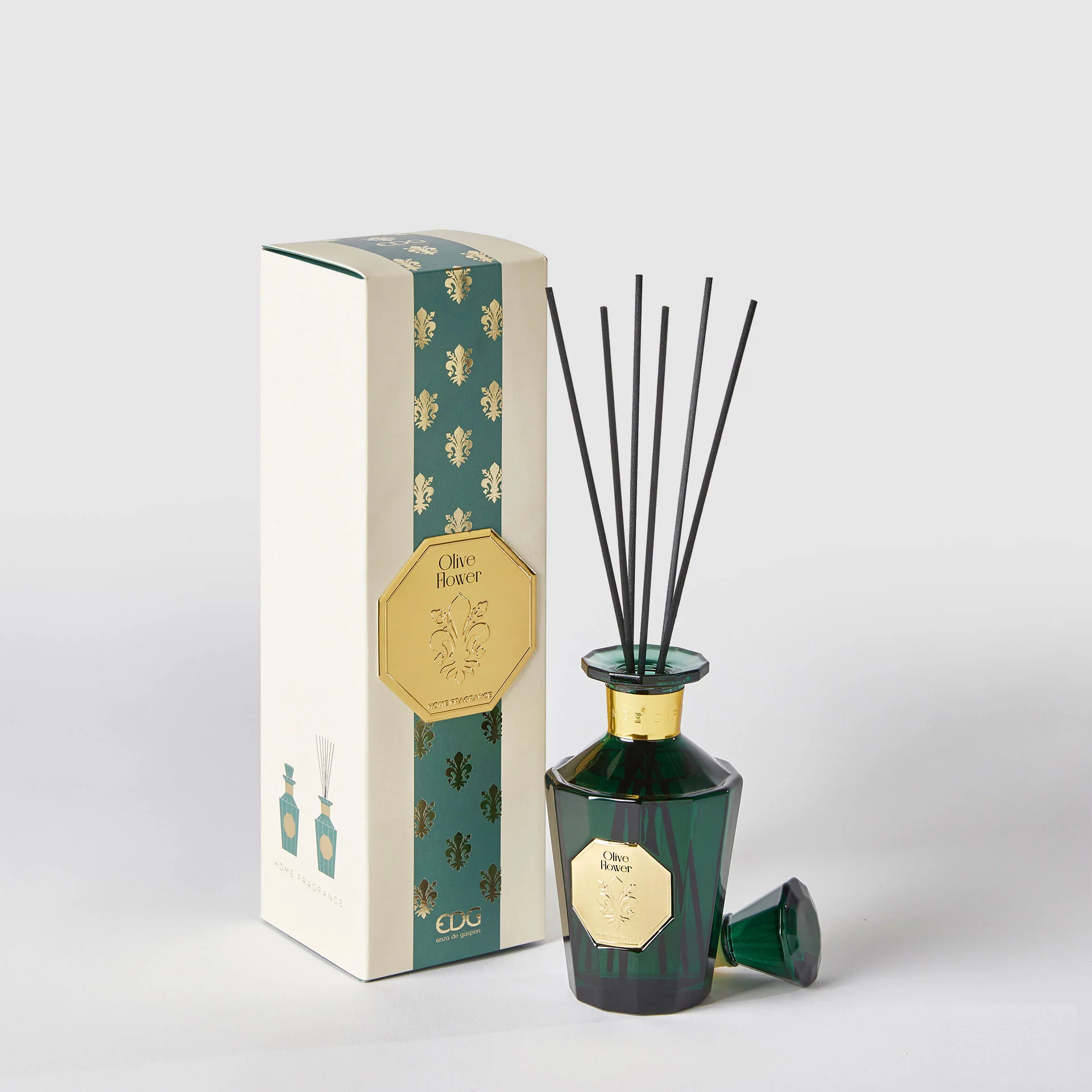 EDG Enzo De Gasperi Profumatore Diffusore con Bastoncini Goldlily 230ml Verde Olive Flower