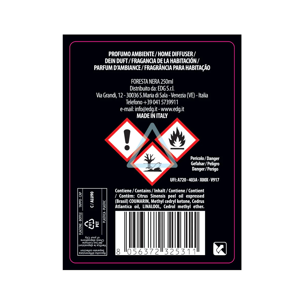 EDG Enzo De Gasperi Ricarica per Diffusore Profumatore 250ml Foresta Nera - Image 2