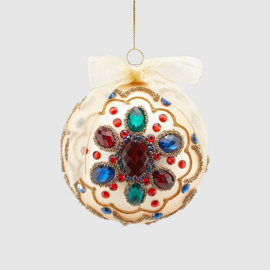 EDG Enzo De Gasperi Sfera Pallina per Albero di Natale Big Jewel 10cm Oro Vetro