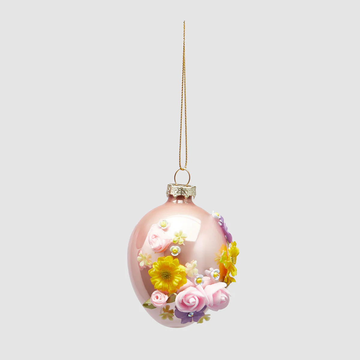 EDG Enzo De Gasperi Uovo di Pasqua da Appendere con Rose 8cm in Vetro Rosa