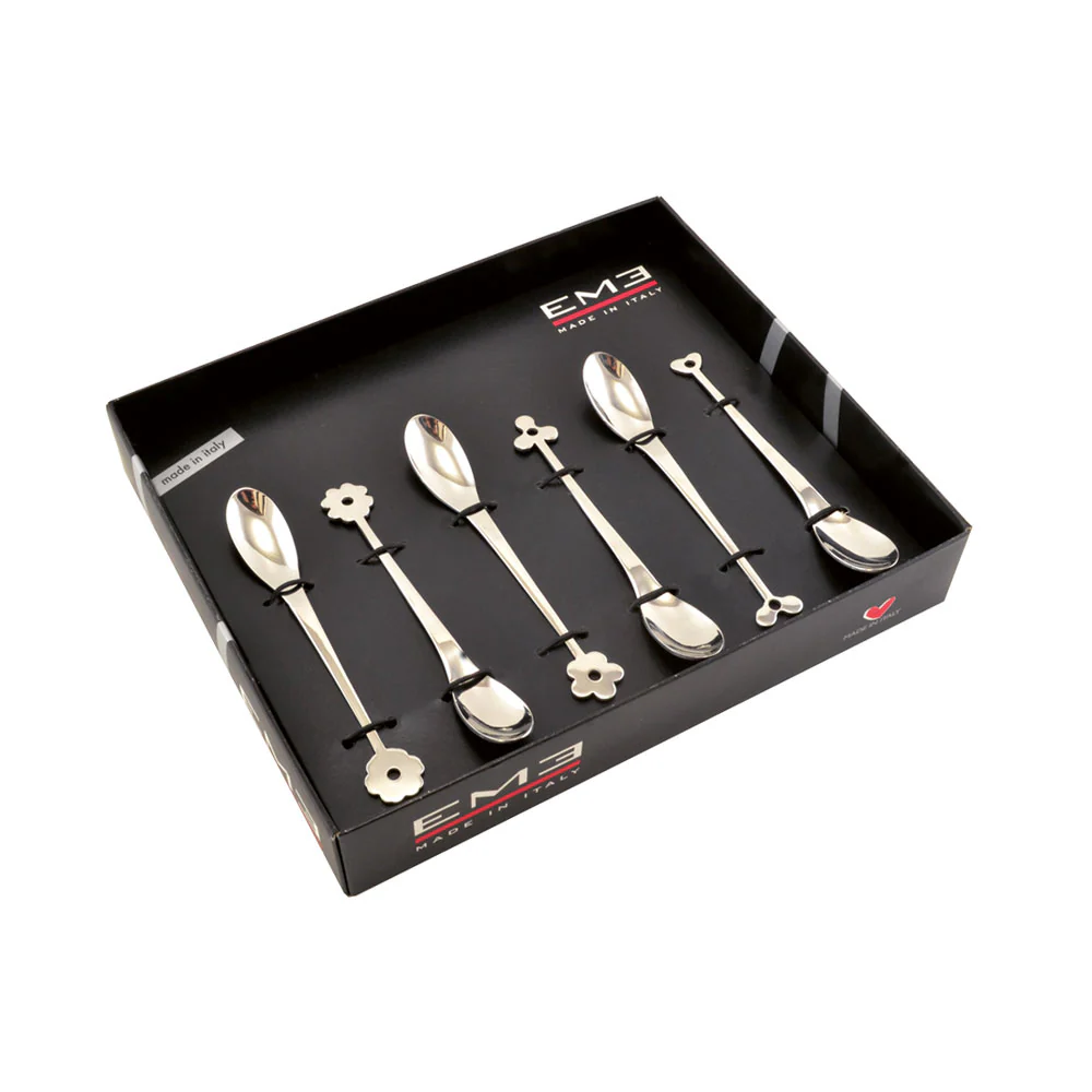 EME Cadeau Cucchiaini Cappuccino Moka Set 6 Pezzi Assortiti 126mm Acciaio Inox Made in Italy - Image 3