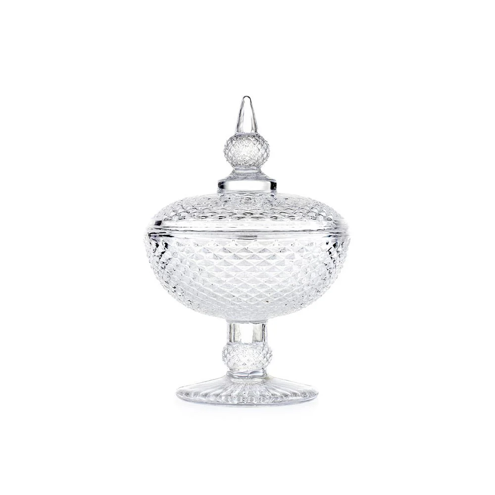 EMÒ ITALIA Scatola Portabonbon Alzata 10x15cm Trasparente Oro Vetro