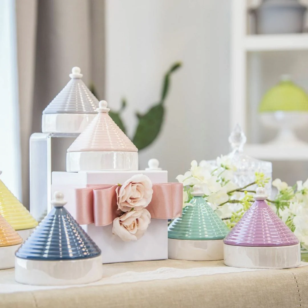 EMÒ ITALIA Scatola Portaoggetti con Coperchio Trullo Pugliese Blu Bianco Ceramica 9 cm - Image 3