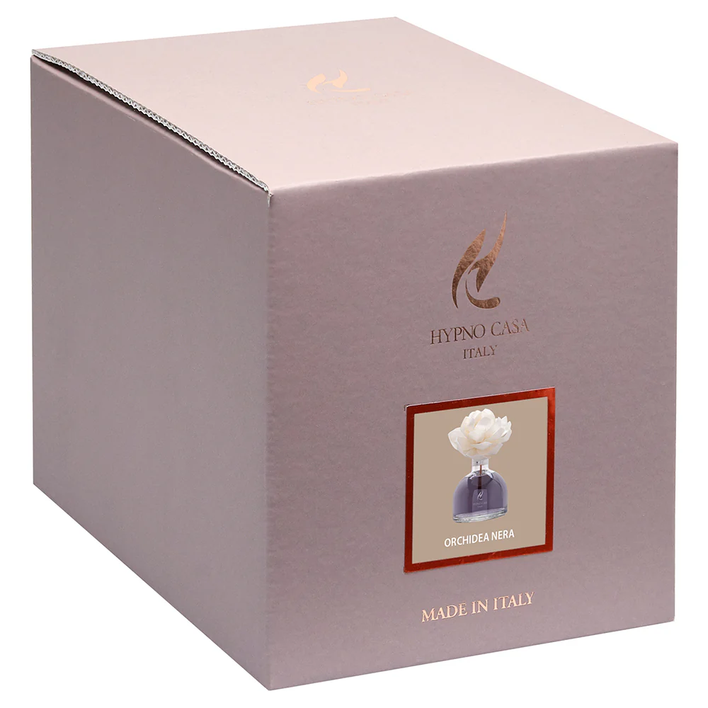HYPNO CASA Diffusore a Bastoncini con Fiore Bianco Rosa 100ml Orchidea Nera - Image 2