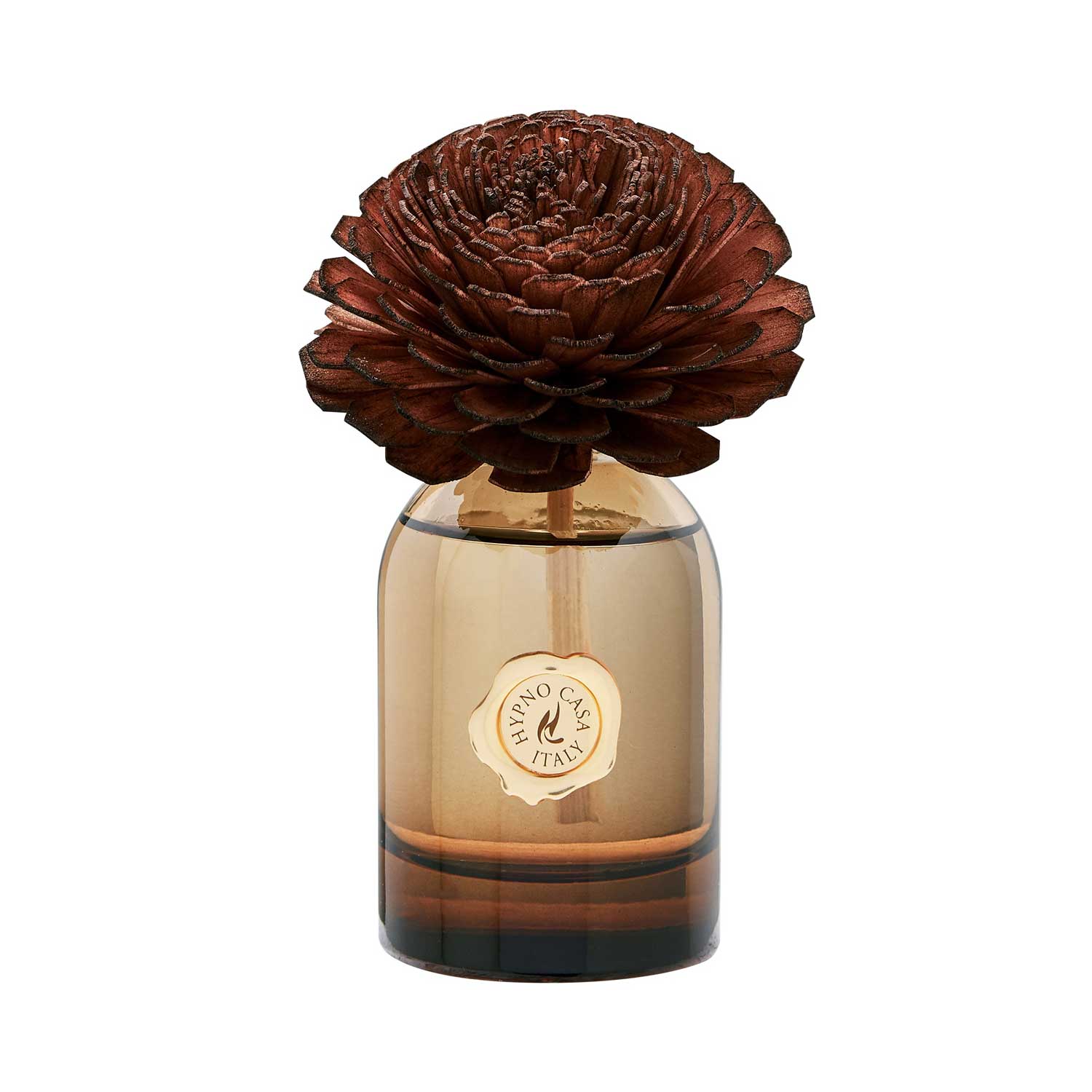 HYPNO CASA Diffusore a Bastoncini con Fiore Marrone 50ml Legni Pregiati