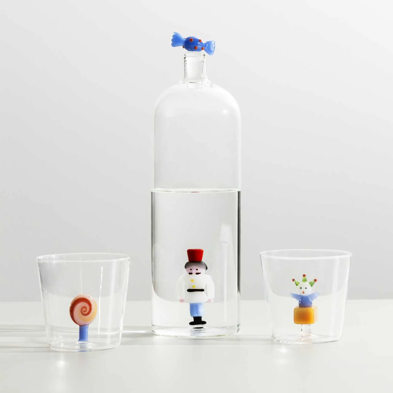ICHENDORF Schiaccianoci Bottiglia Caramella Blu e Soldatino 29cm Vetro Borosilicato - Image 2