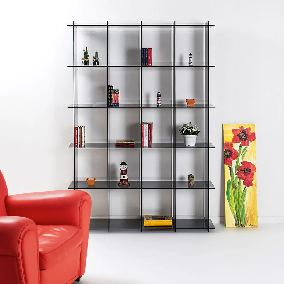 iPLEX Atmosfera 4 Libreria in PMMA 202x131cm Fumè Grigio Made in Italy - Image 2