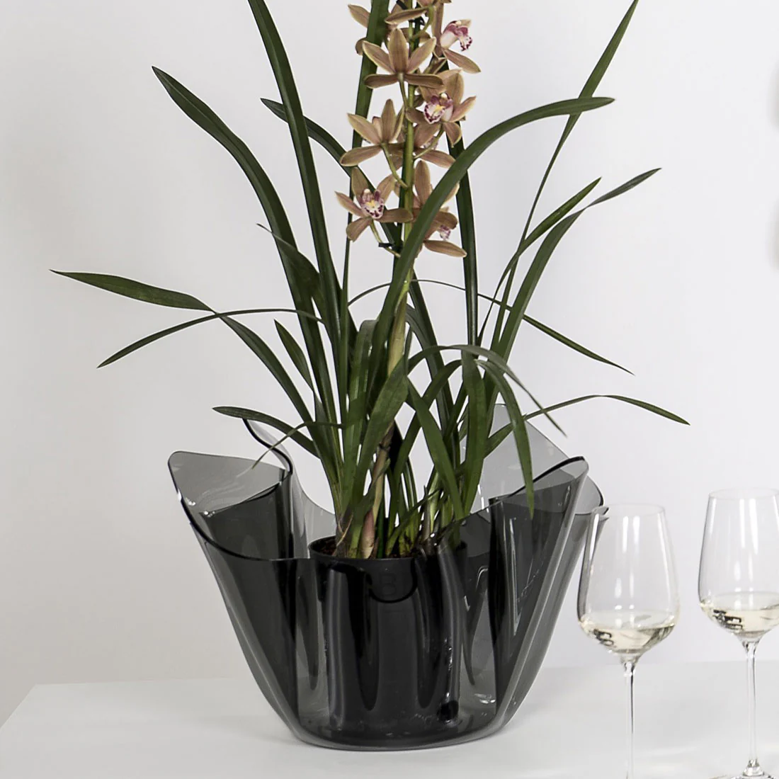iPLEX Vaso Drappeggi in PMMA 45x29cm Fumè Grigio Trasparente Made in Italy - Image 2