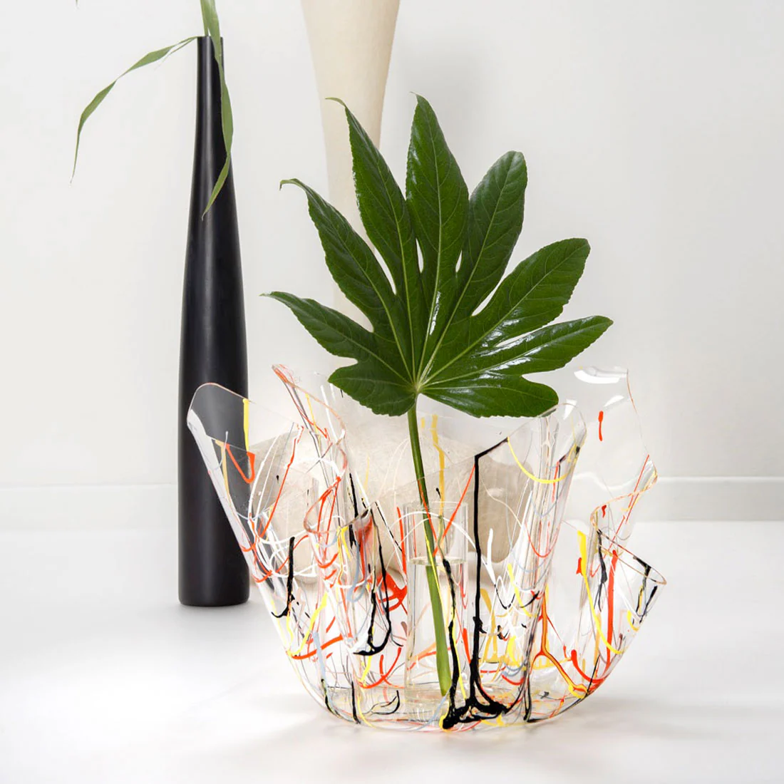 iPLEX Vaso Drappeggi in PMMA 45x29cm Multicolore Trasparente Made in Italy - Image 2