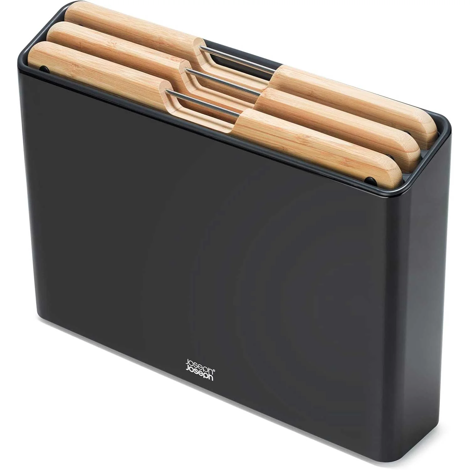 JOSEPH JOSEPH Folio Set 3 Taglieri in Bamboo con Cover in Acciaio Nero