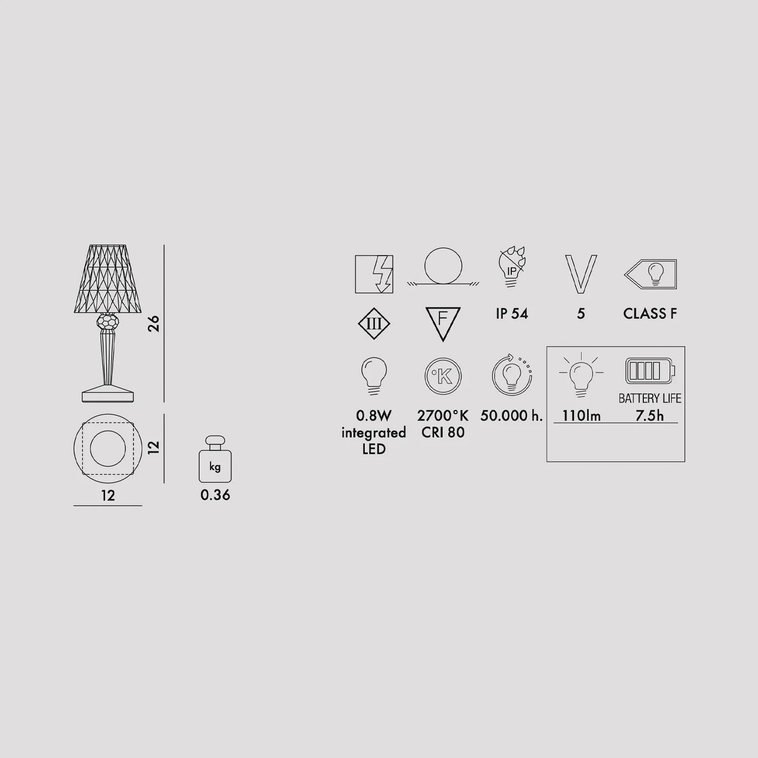 KARTELL Battery Lampada da Tavolo Trasparente 26cm PMMA - Image 4