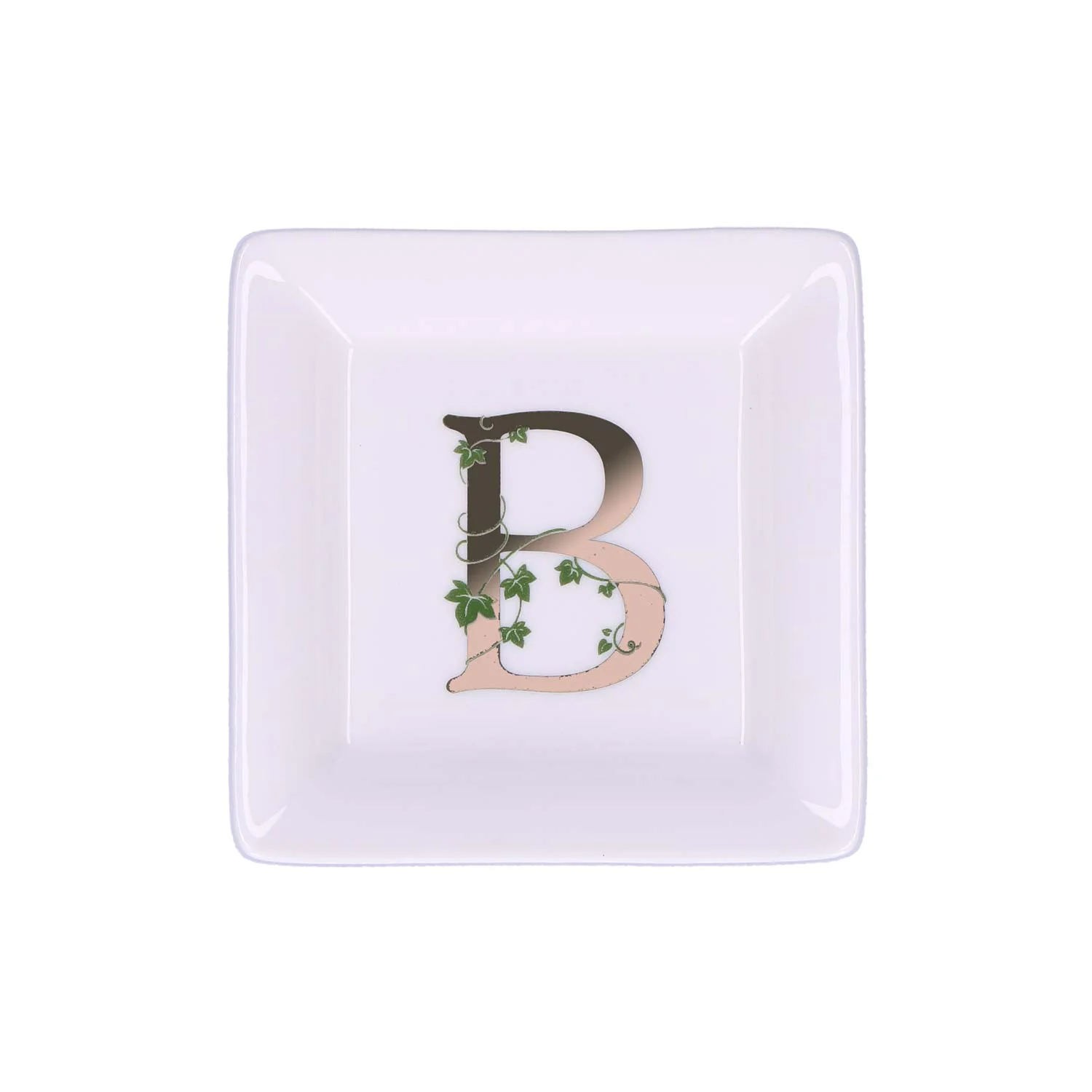 LA PORCELLANA BIANCA - Adorato Piattino Quadrato Lettera "B" 10cm